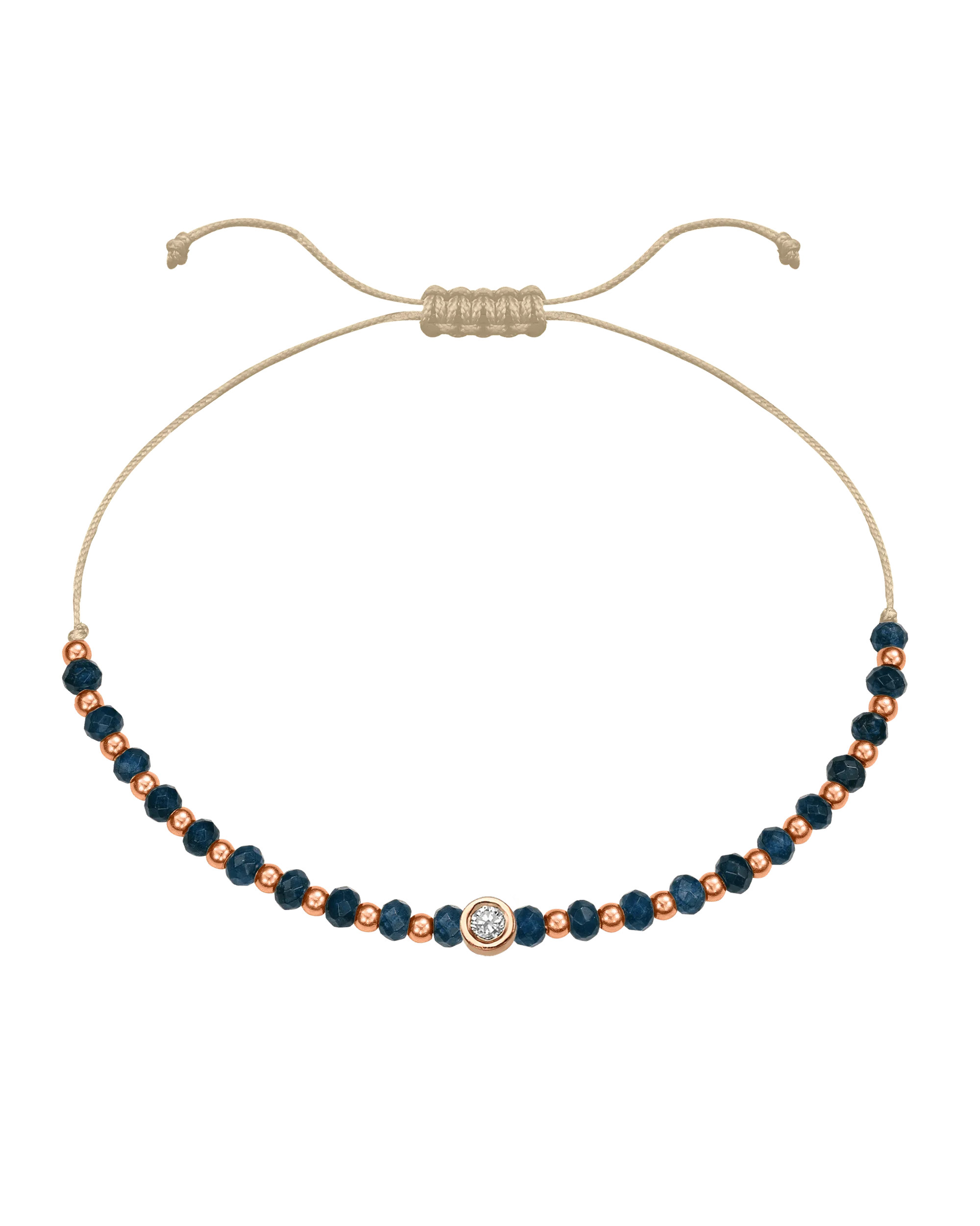 Lapis Gemstone String of Love Bracelet for Wisdom - 14K Rose Gold