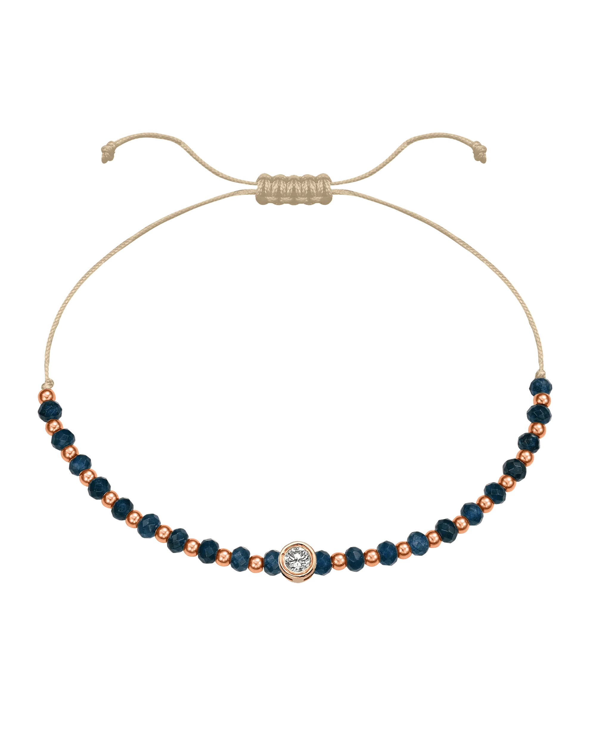 Lapis Gemstone String of Love Bracelet for Wisdom - 14K Rose Gold