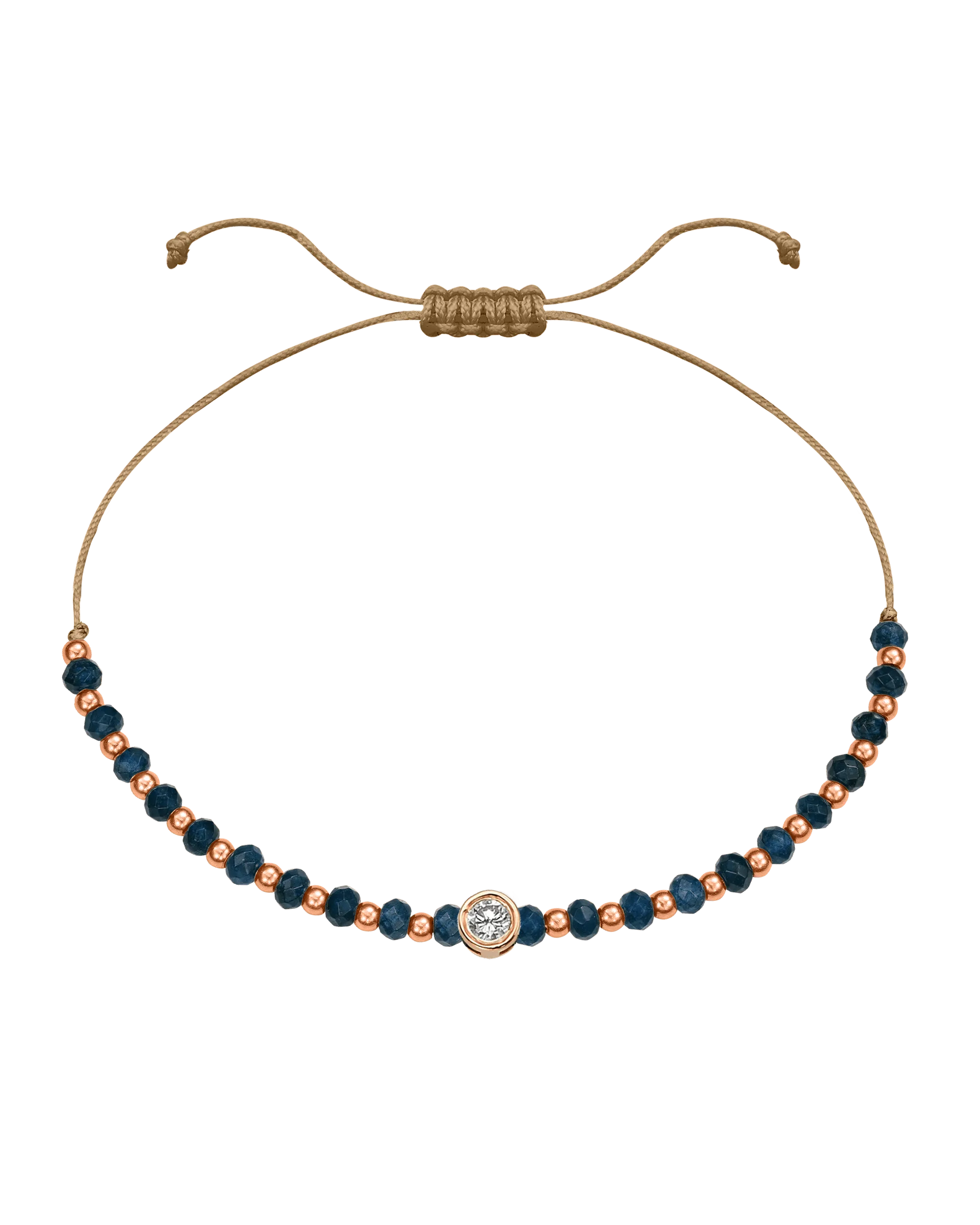 Lapis Gemstone String of Love Bracelet for Wisdom - 14K Rose Gold