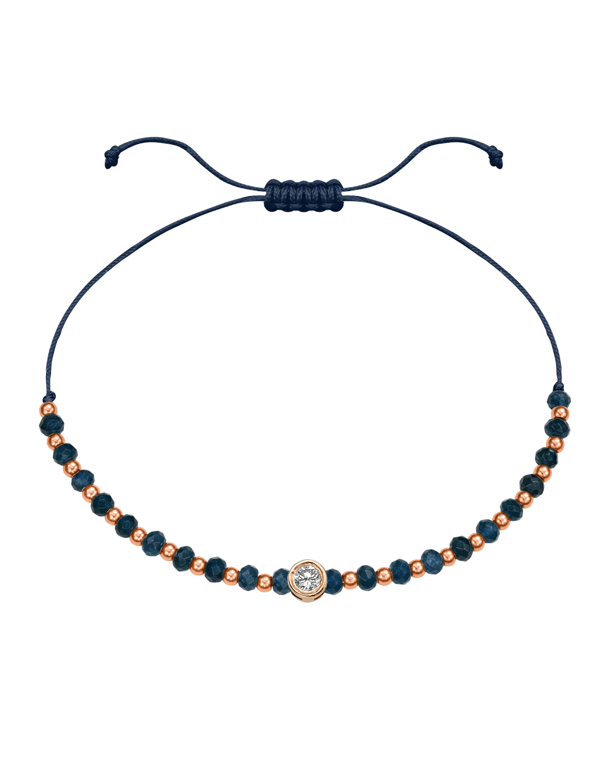 Lapis Gemstone String of Love Bracelet for Wisdom - 14K Rose Gold