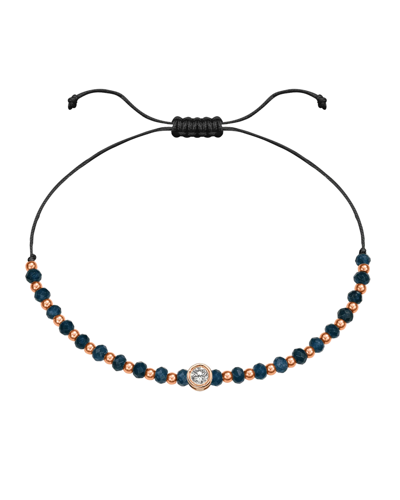 Lapis Gemstone String of Love Bracelet for Wisdom - 14K Rose Gold