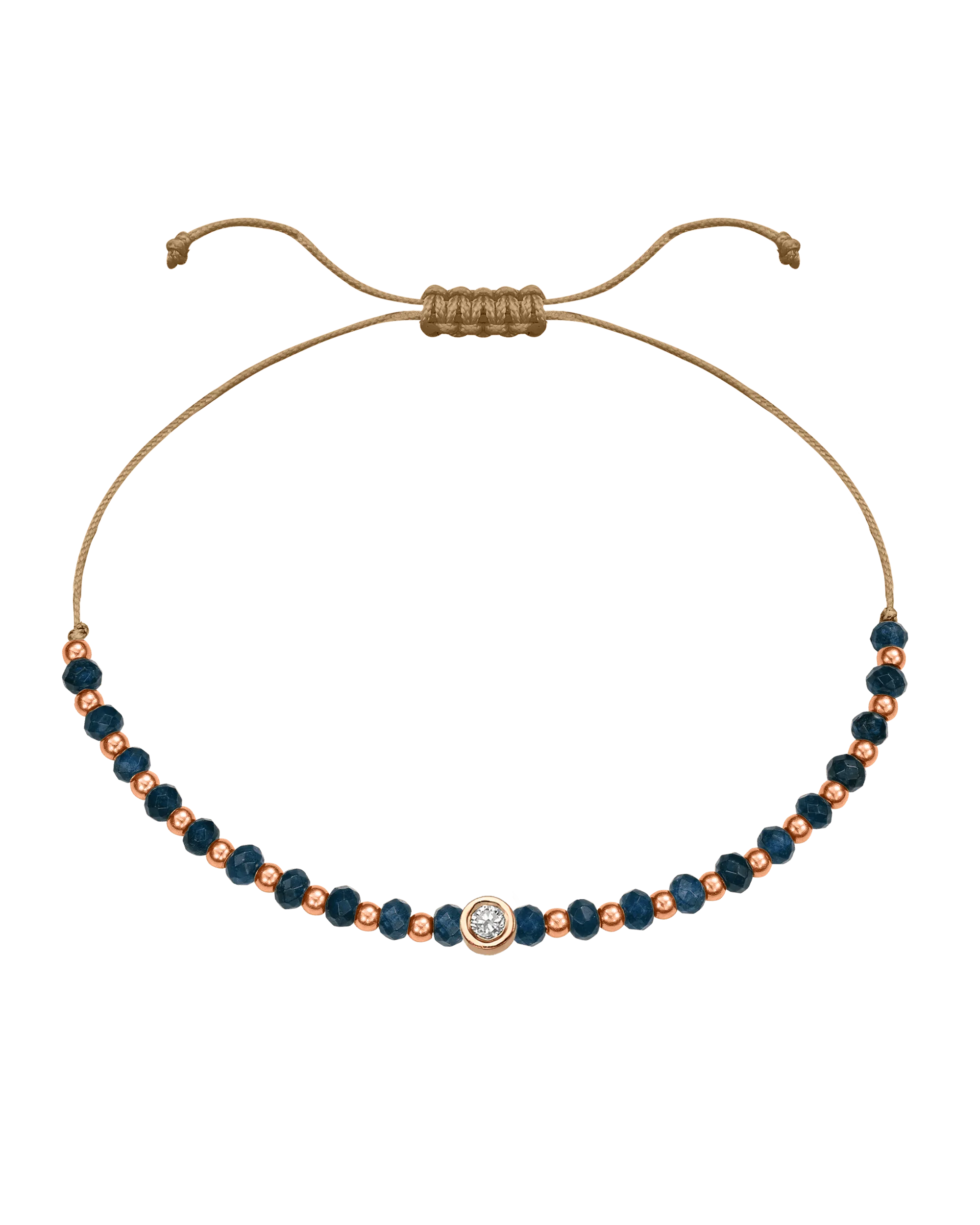 Lapis Gemstone String of Love Bracelet for Wisdom - 14K Rose Gold