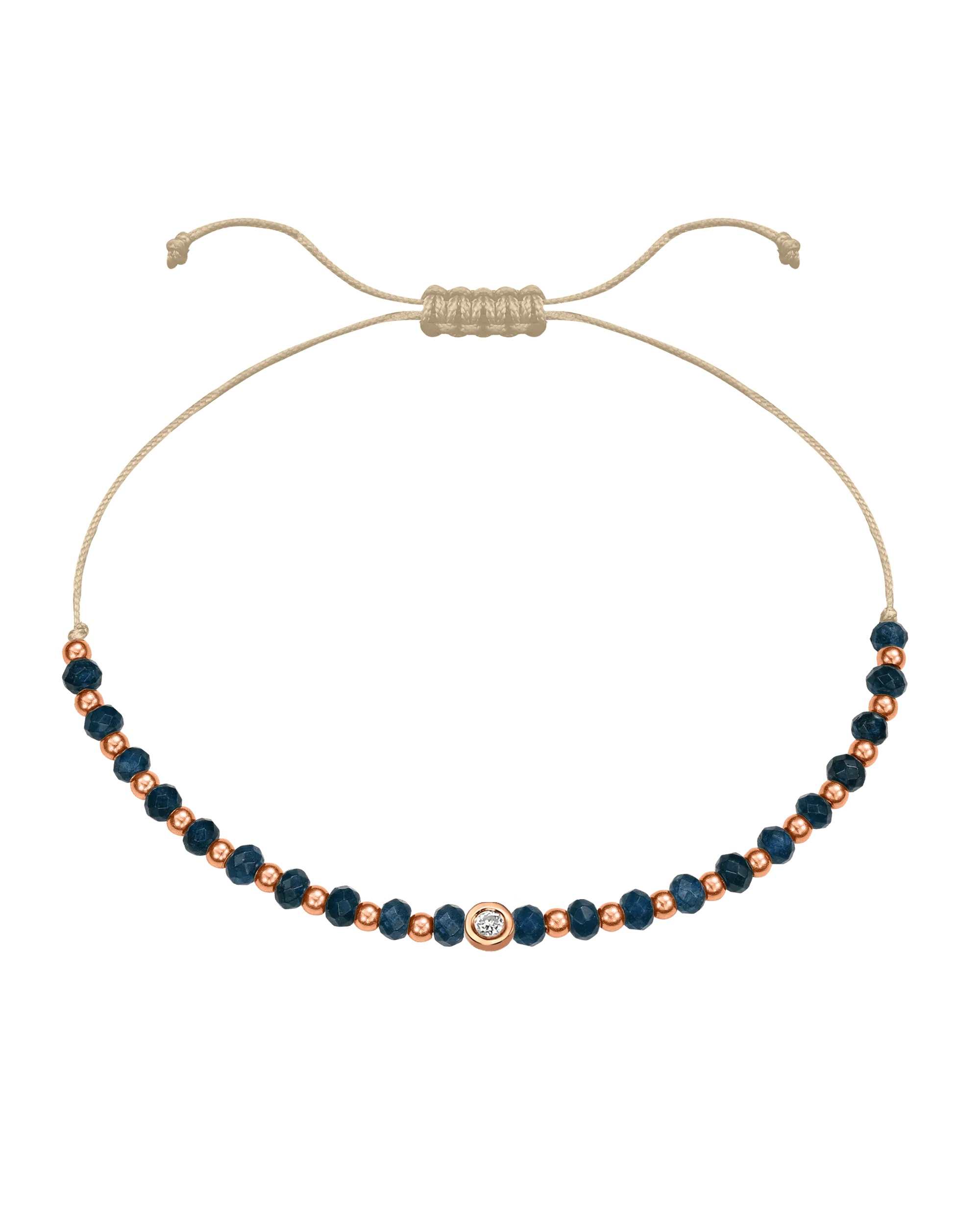 Lapis Gemstone String of Love Bracelet for Wisdom - 14K Rose Gold