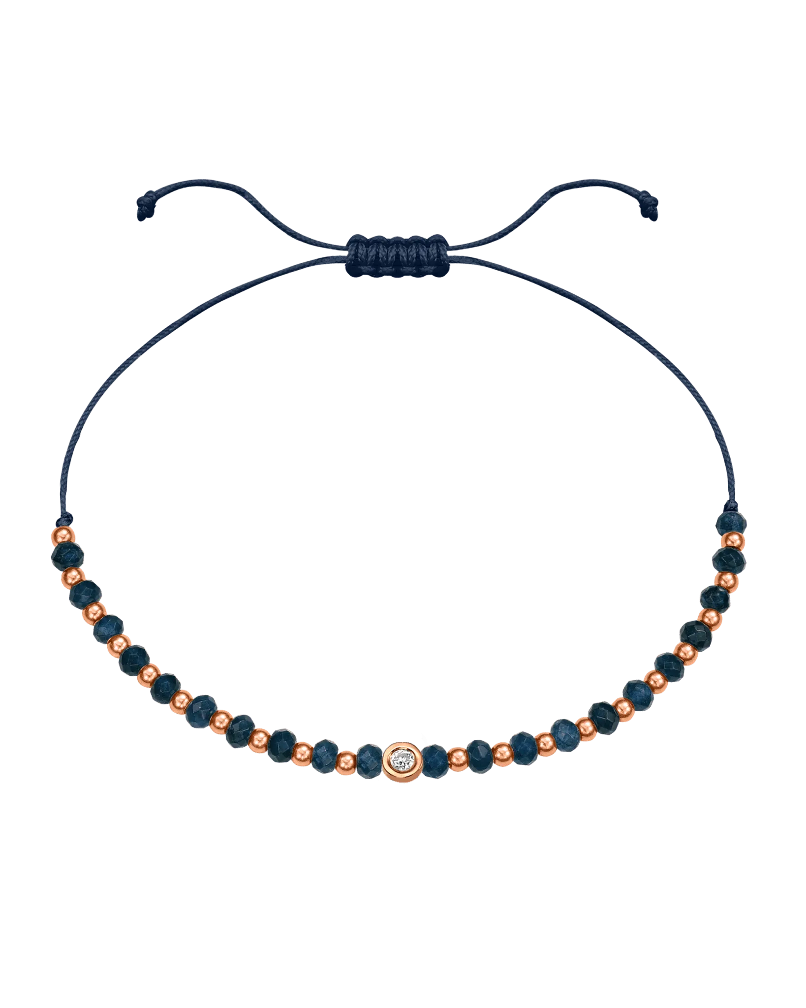 Lapis Gemstone String of Love Bracelet for Wisdom - 14K Rose Gold