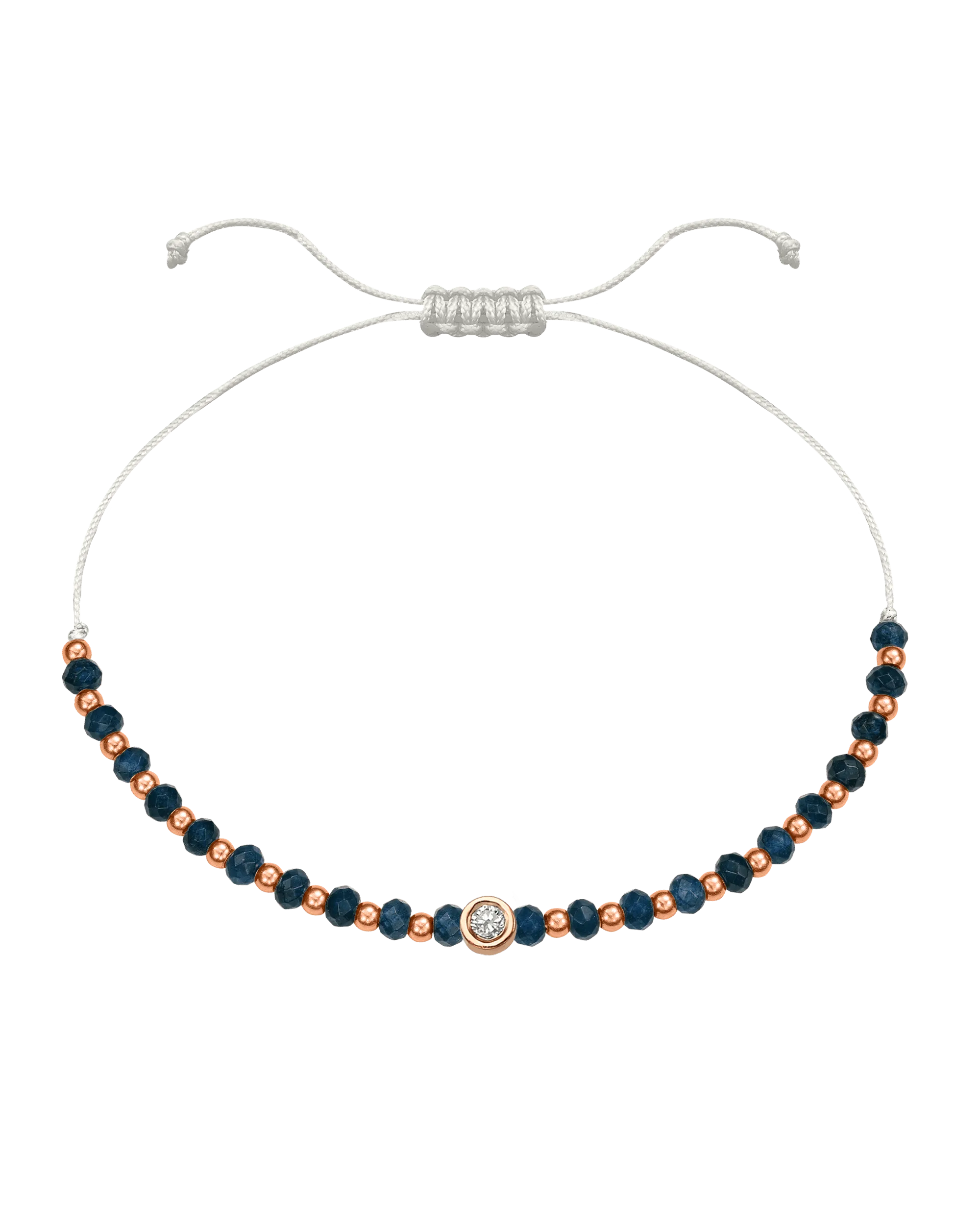 Lapis Gemstone String of Love Bracelet for Wisdom - 14K Rose Gold