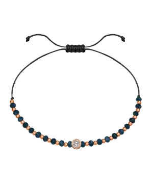 Lapis Gemstone String of Love Bracelet for Wisdom - 14K Rose Gold