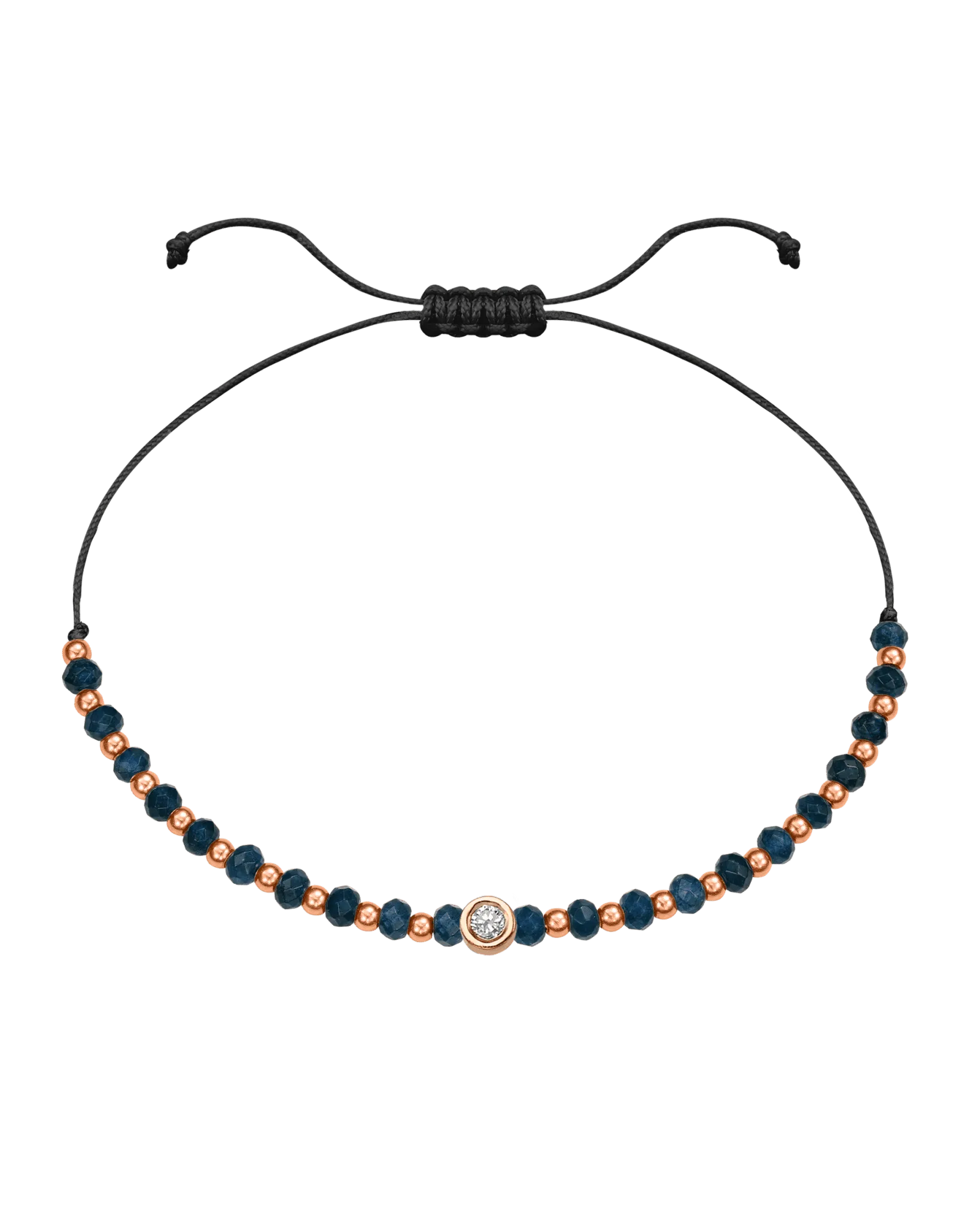 Lapis Gemstone String of Love Bracelet for Wisdom - 14K Rose Gold