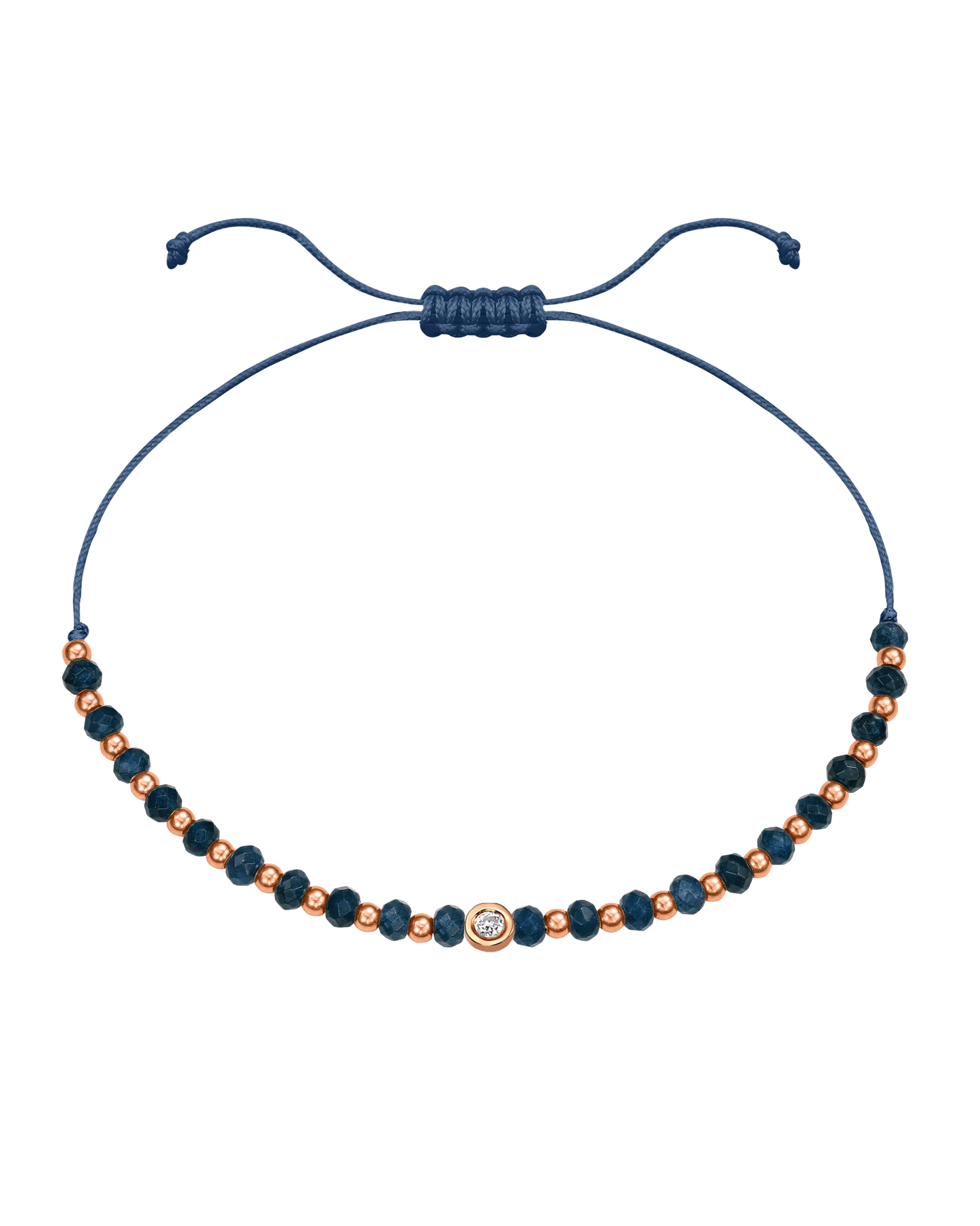 Lapis Gemstone String of Love Bracelet for Wisdom - 14K Rose Gold