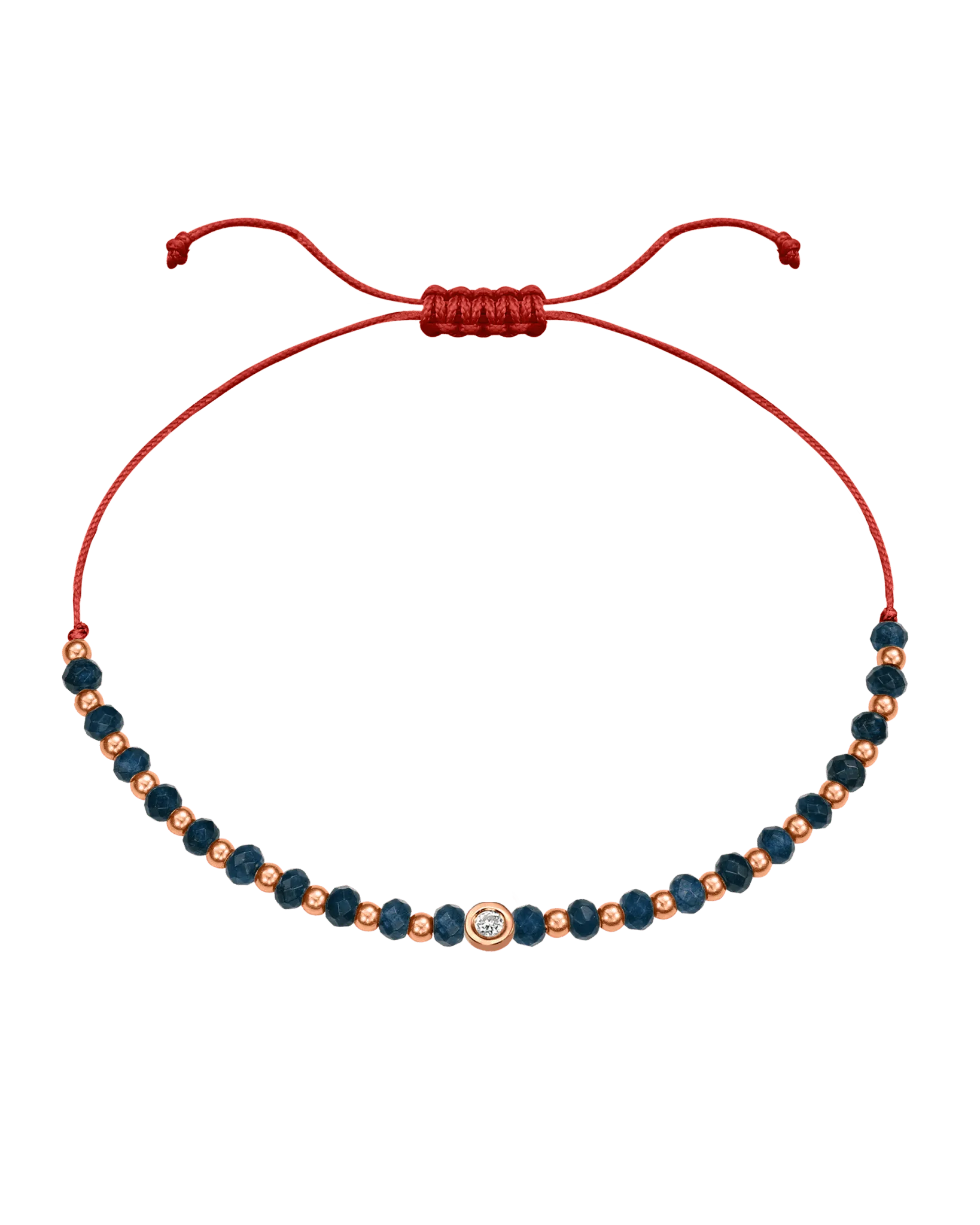 Lapis Gemstone String of Love Bracelet for Wisdom - 14K Rose Gold