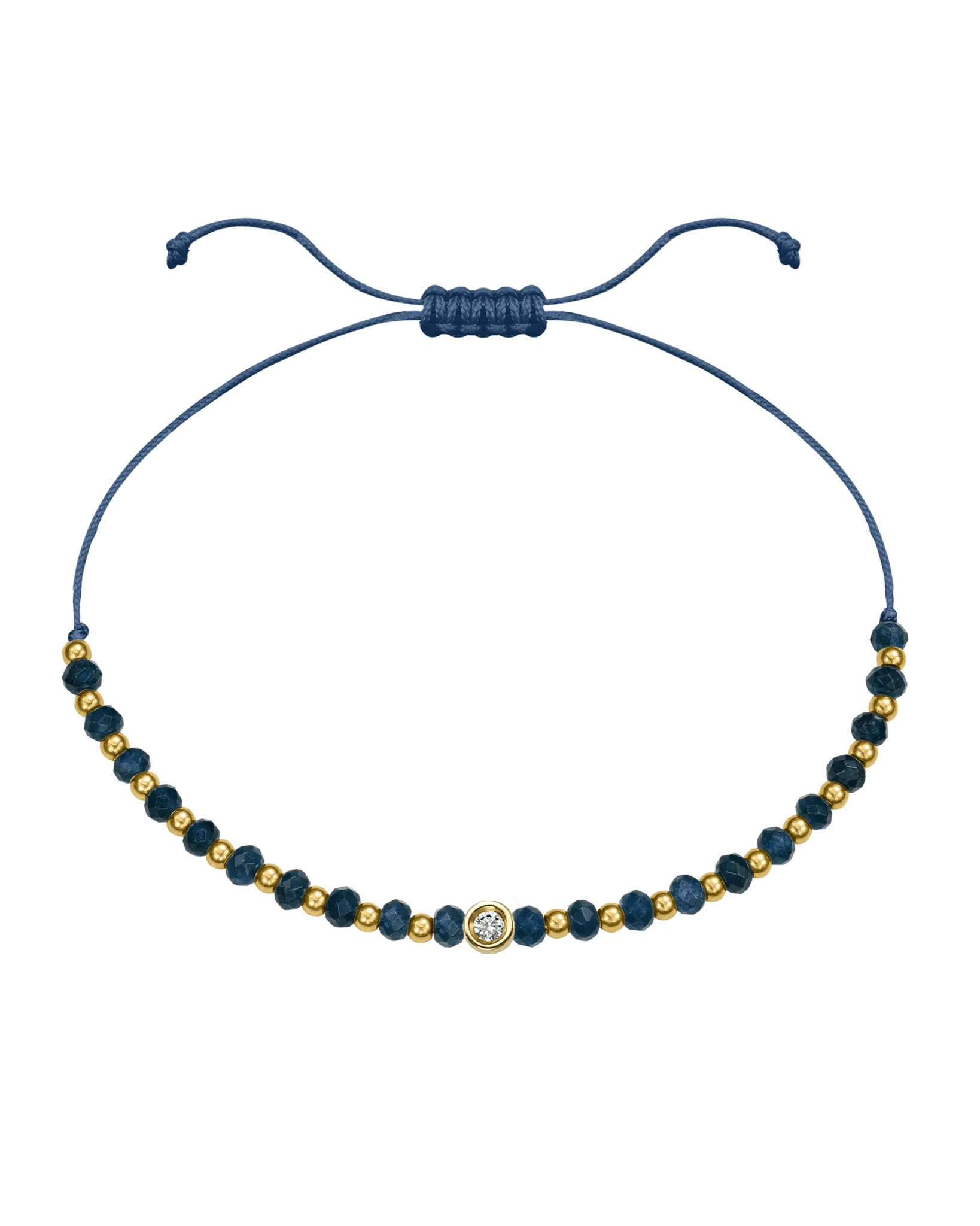 Lapis Gemstone String of Love Bracelet for Wisdom - 14K Yellow Gold