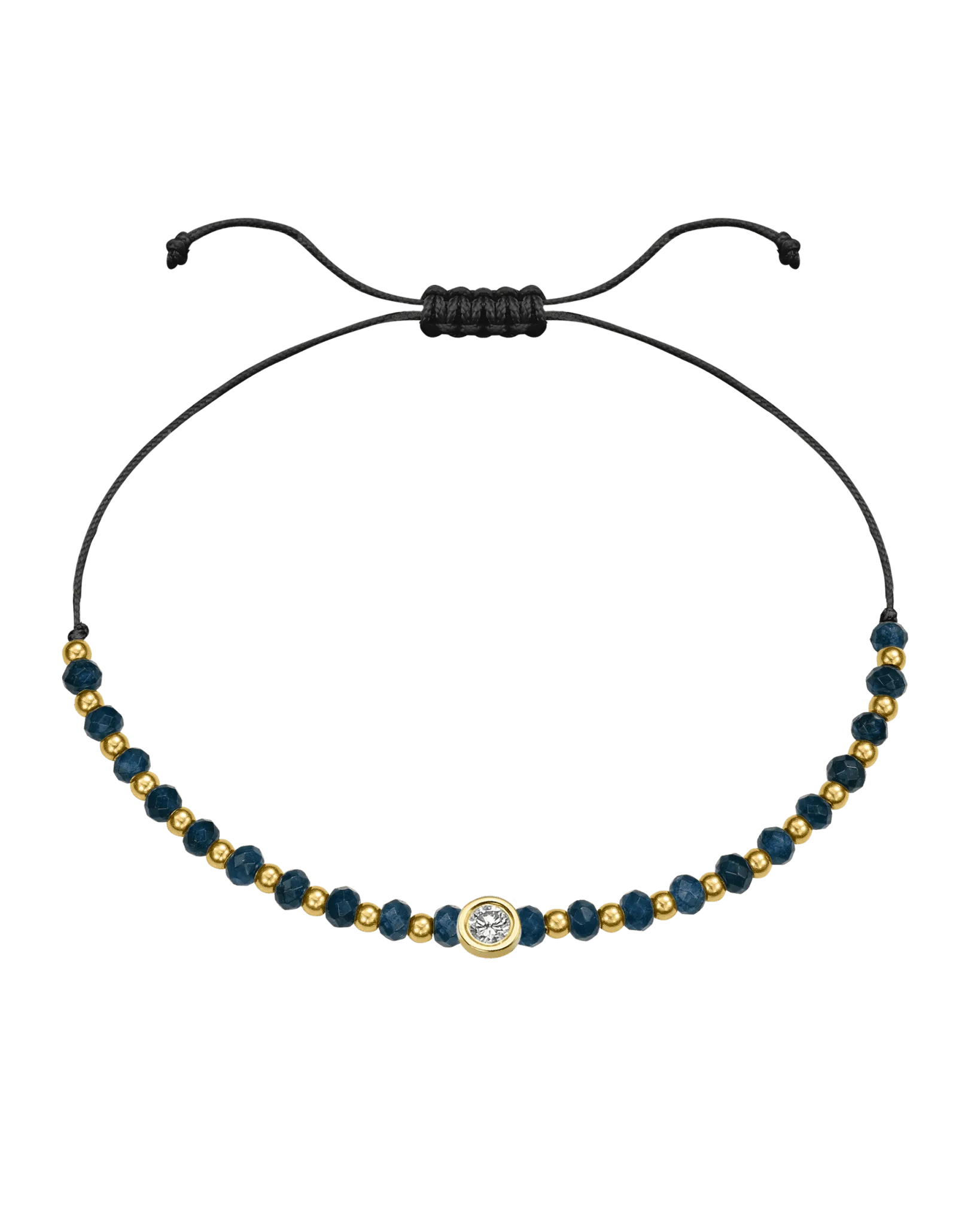 Lapis Gemstone String of Love Bracelet for Wisdom - 14K Yellow Gold