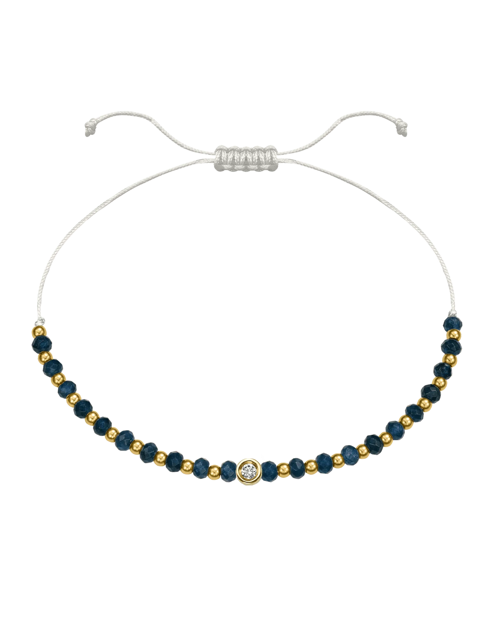 Lapis Gemstone String of Love Bracelet for Wisdom - 14K Yellow Gold