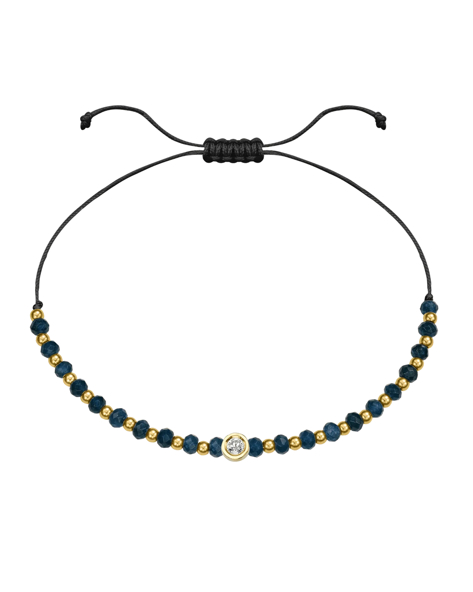 Lapis Gemstone String of Love Bracelet for Wisdom - 14K Yellow Gold