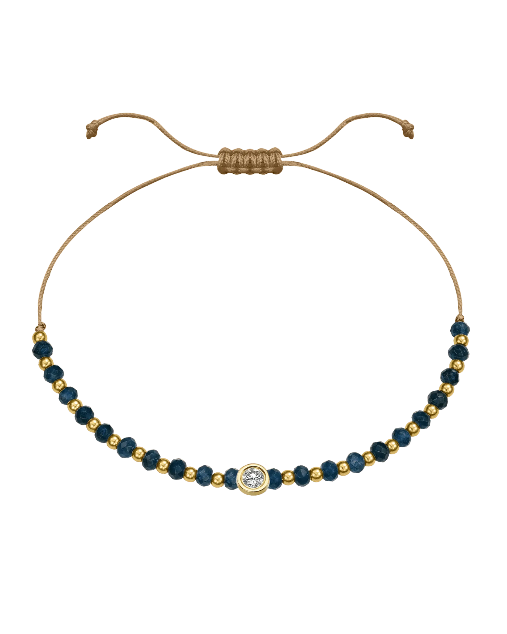 Lapis Gemstone String of Love Bracelet for Wisdom - 14K Yellow Gold