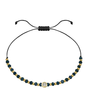 Lapis Gemstone String of Love Bracelet for Wisdom - 14K Yellow Gold