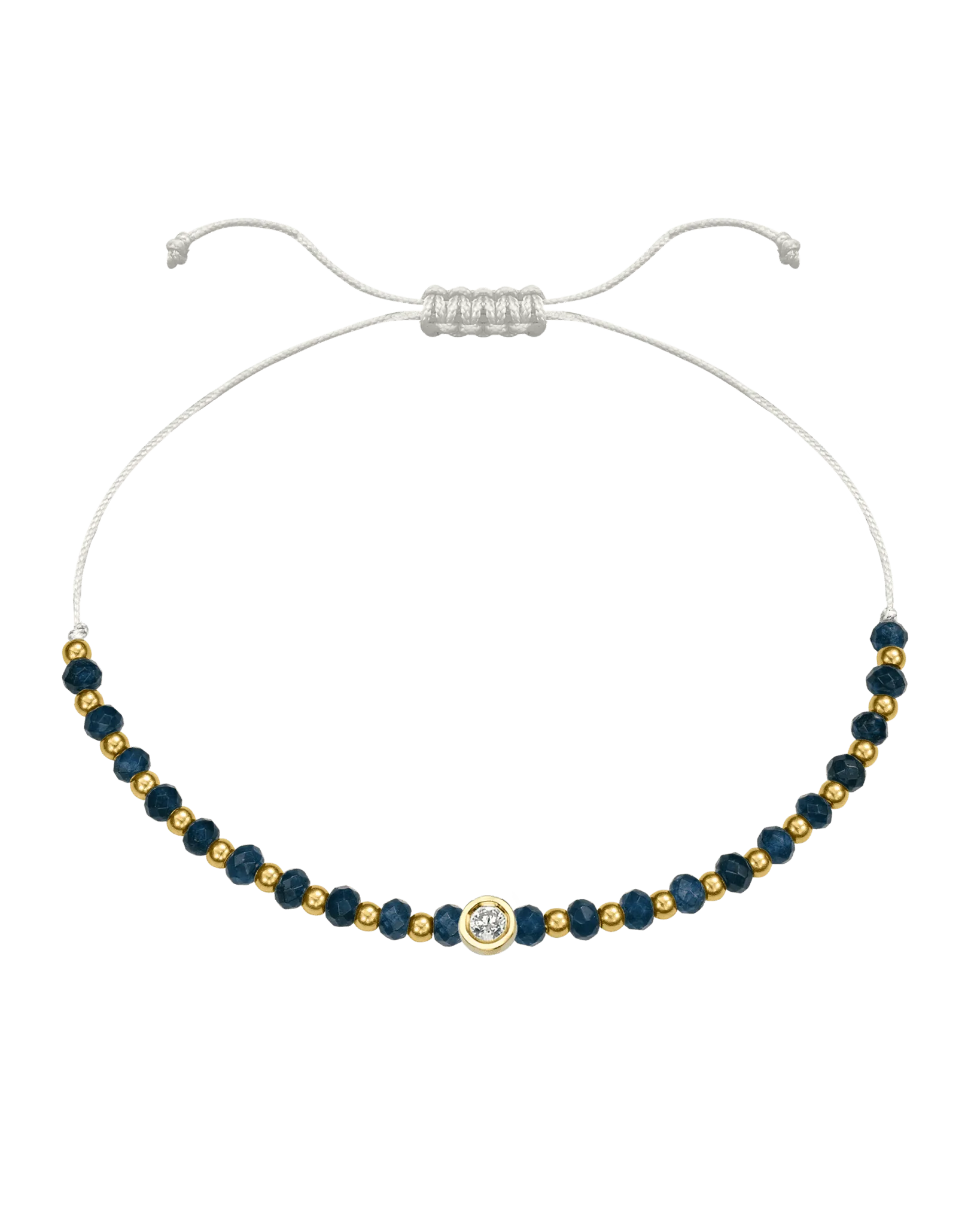 Lapis Gemstone String of Love Bracelet for Wisdom - 14K Yellow Gold