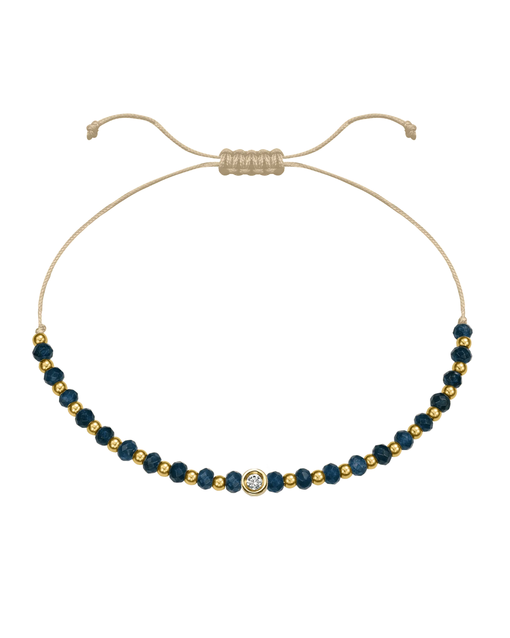 Lapis Gemstone String of Love Bracelet for Wisdom - 14K Yellow Gold