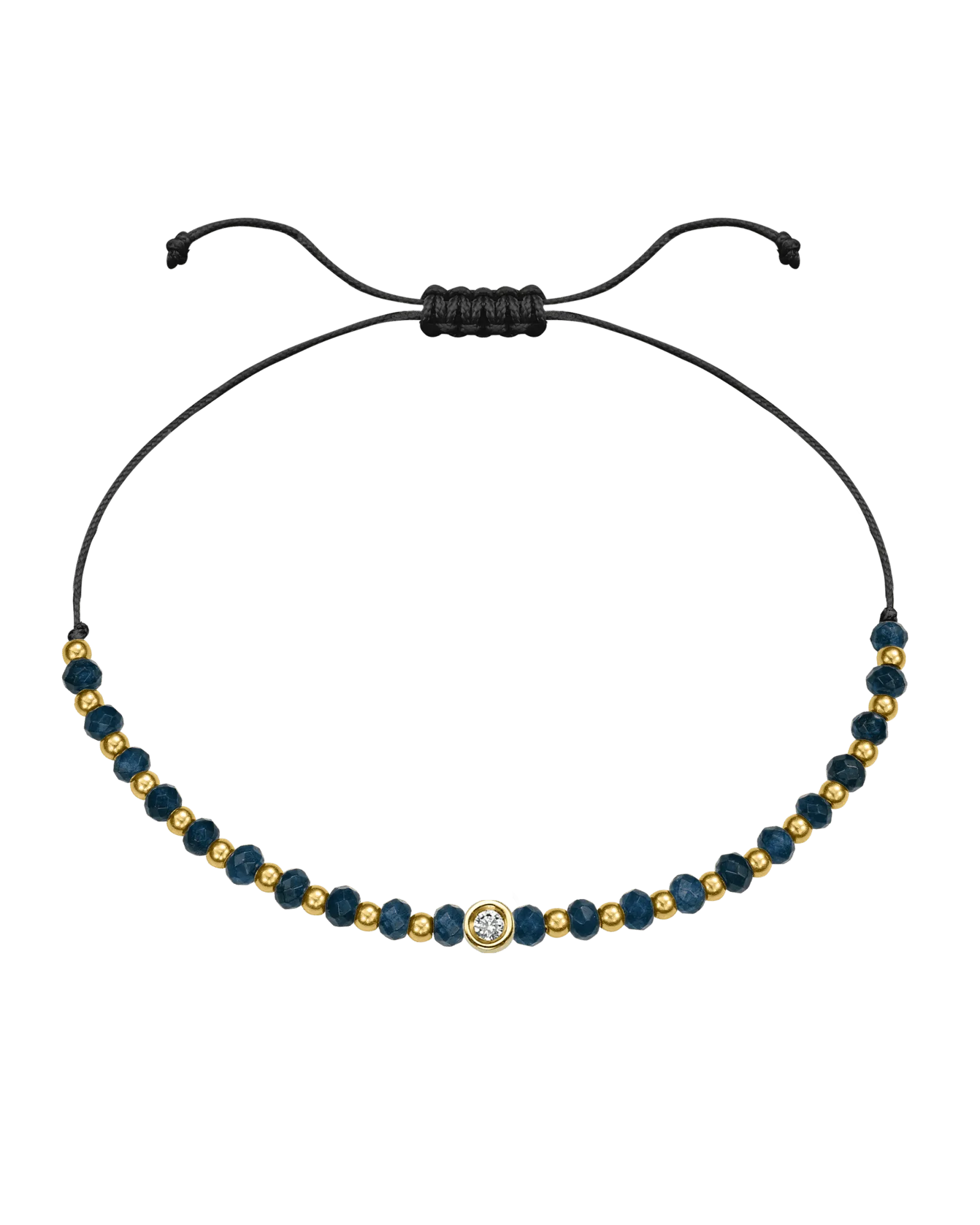 Lapis Gemstone String of Love Bracelet for Wisdom - 14K Yellow Gold