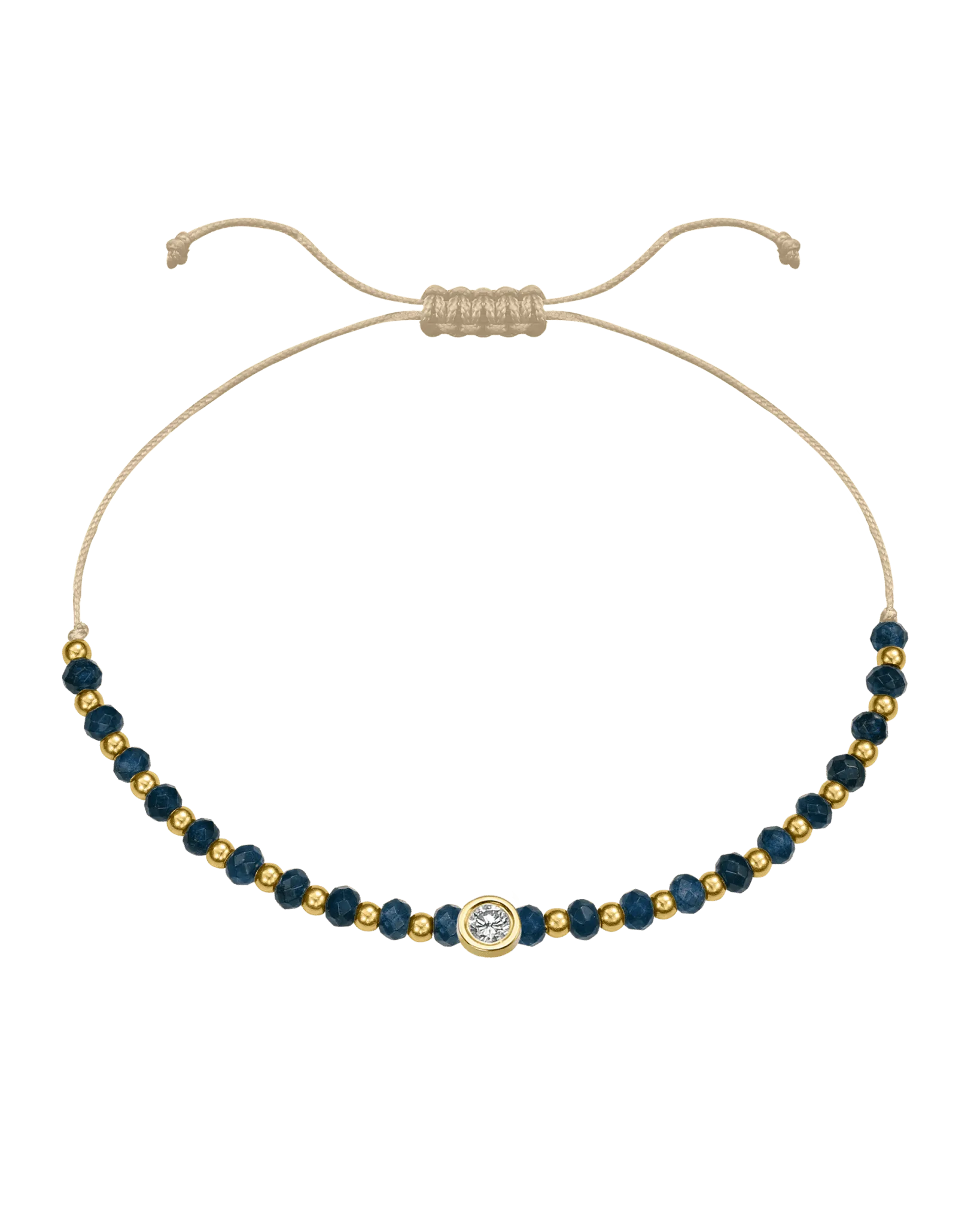 Lapis Gemstone String of Love Bracelet for Wisdom - 14K Yellow Gold