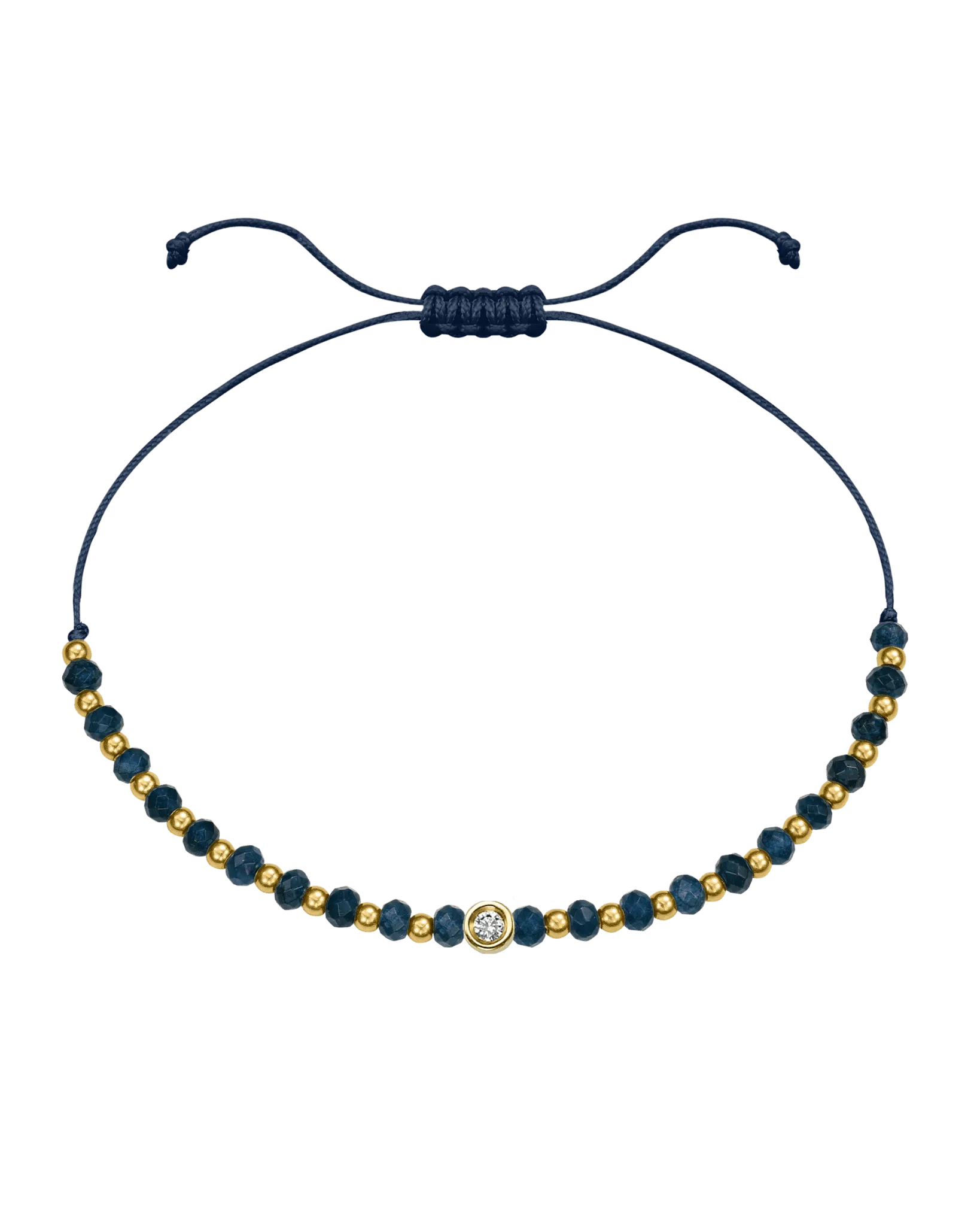 Lapis Gemstone String of Love Bracelet for Wisdom - 14K Yellow Gold