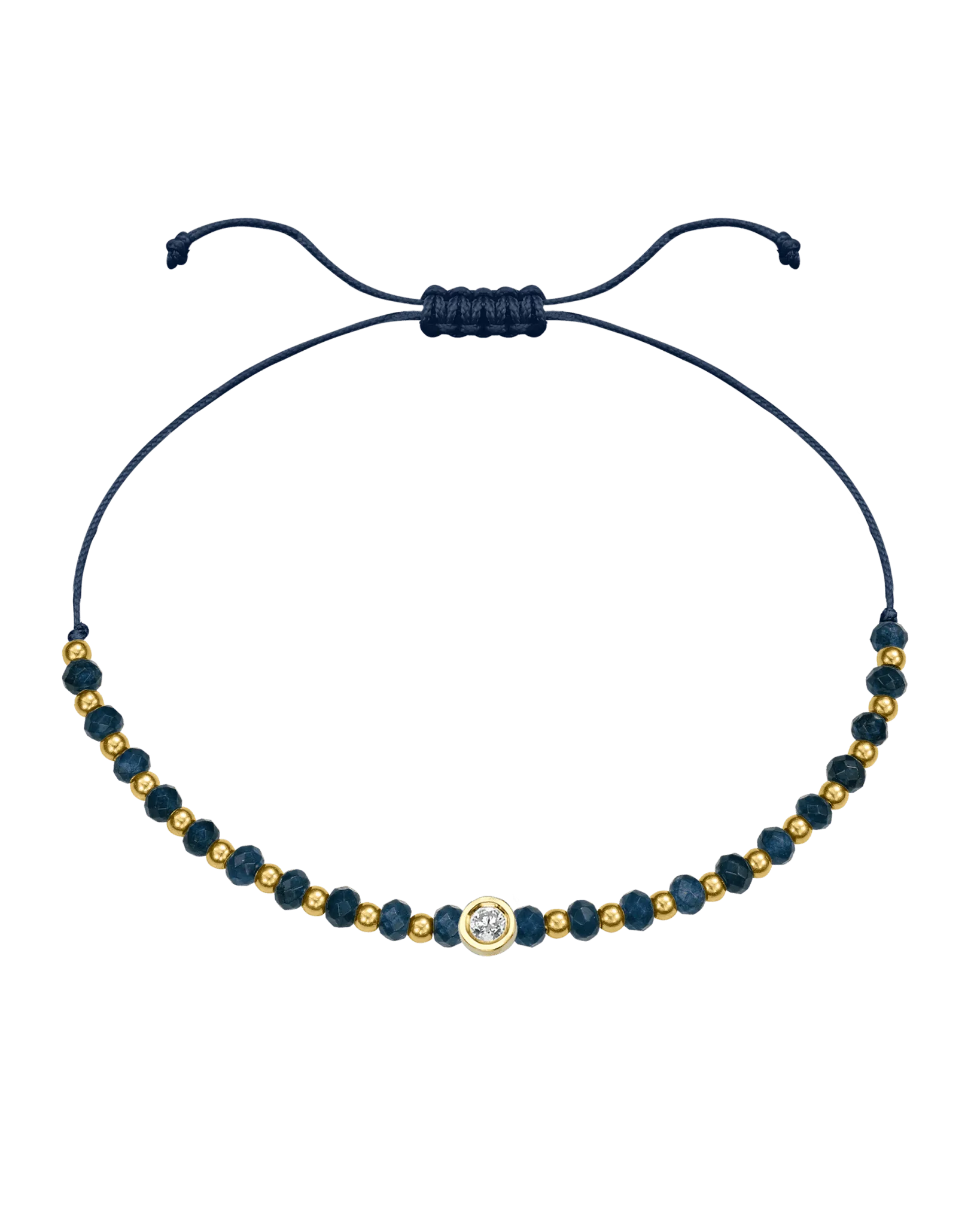 Lapis Gemstone String of Love Bracelet for Wisdom - 14K Yellow Gold