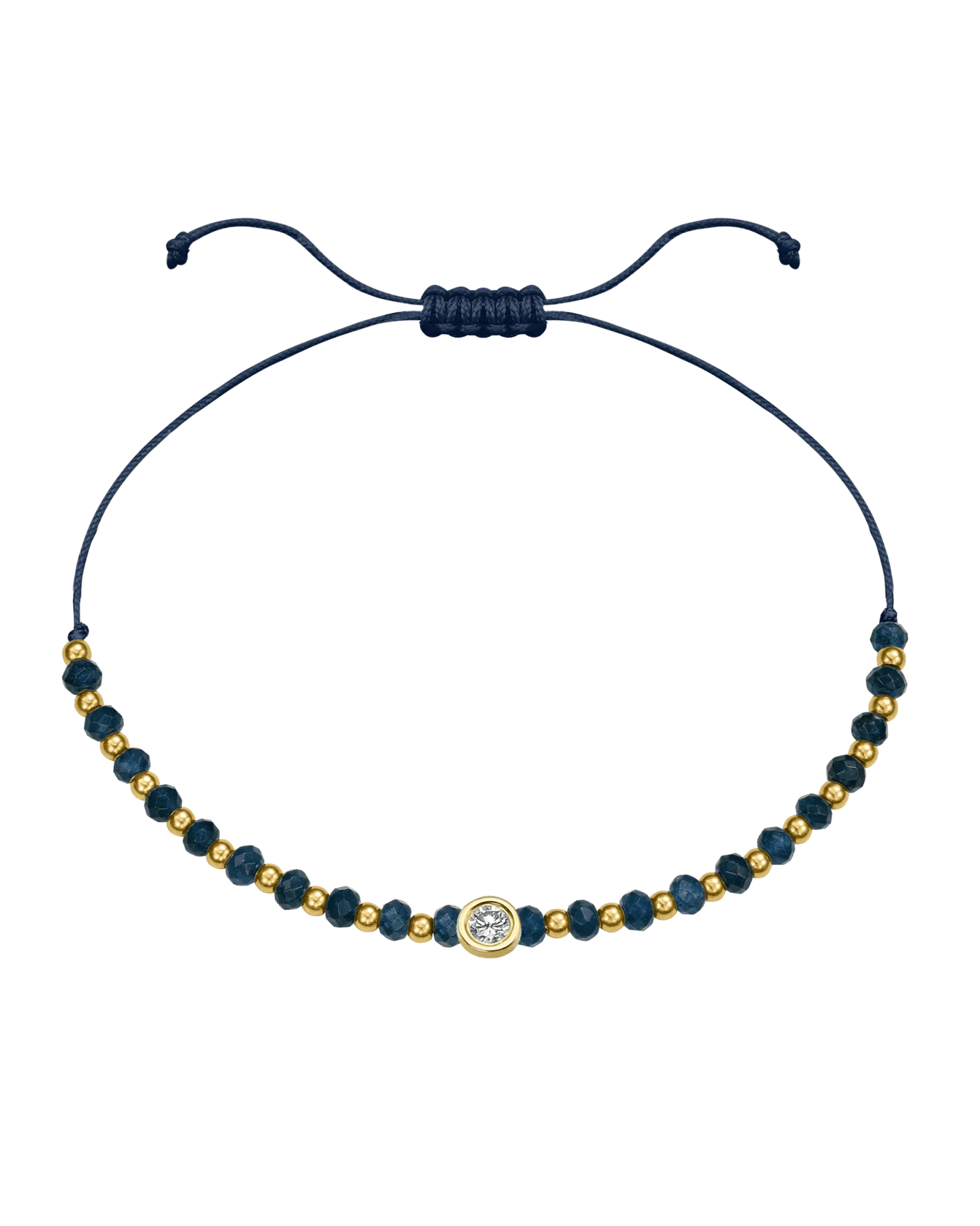 Lapis Gemstone String of Love Bracelet for Wisdom - 14K Yellow Gold