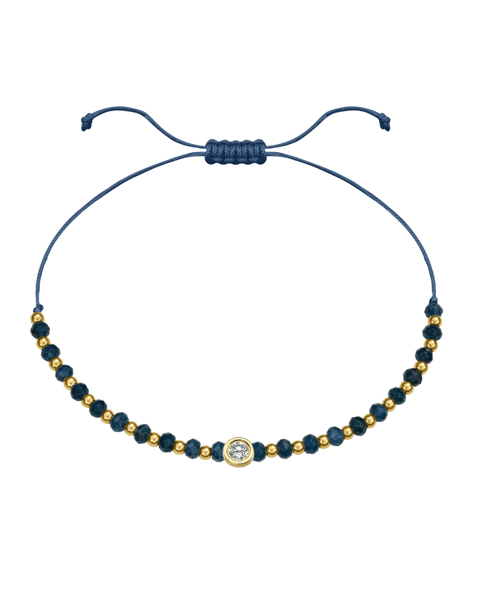 Lapis Gemstone String of Love Bracelet for Wisdom - 14K Yellow Gold