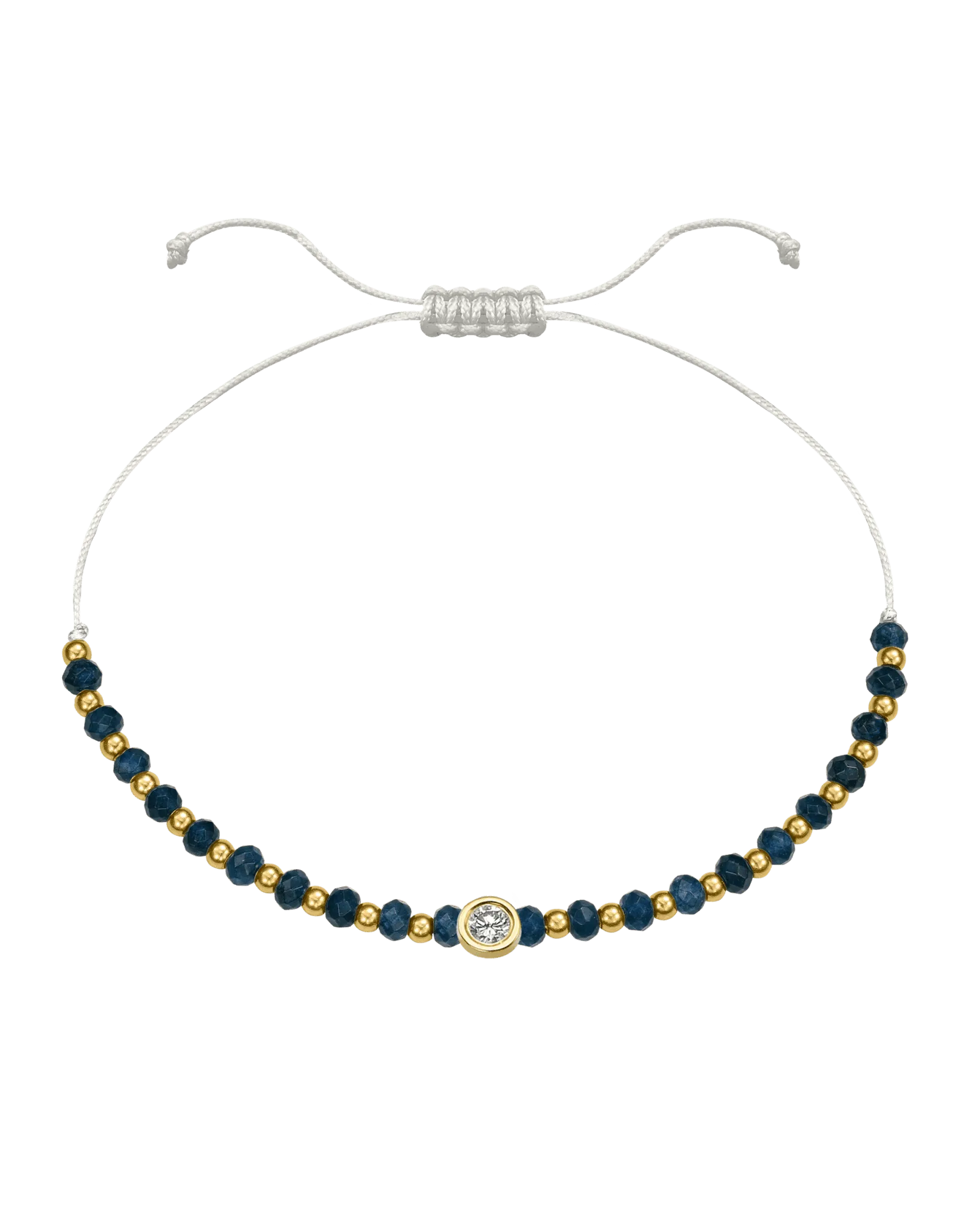 Lapis Gemstone String of Love Bracelet for Wisdom - 14K Yellow Gold