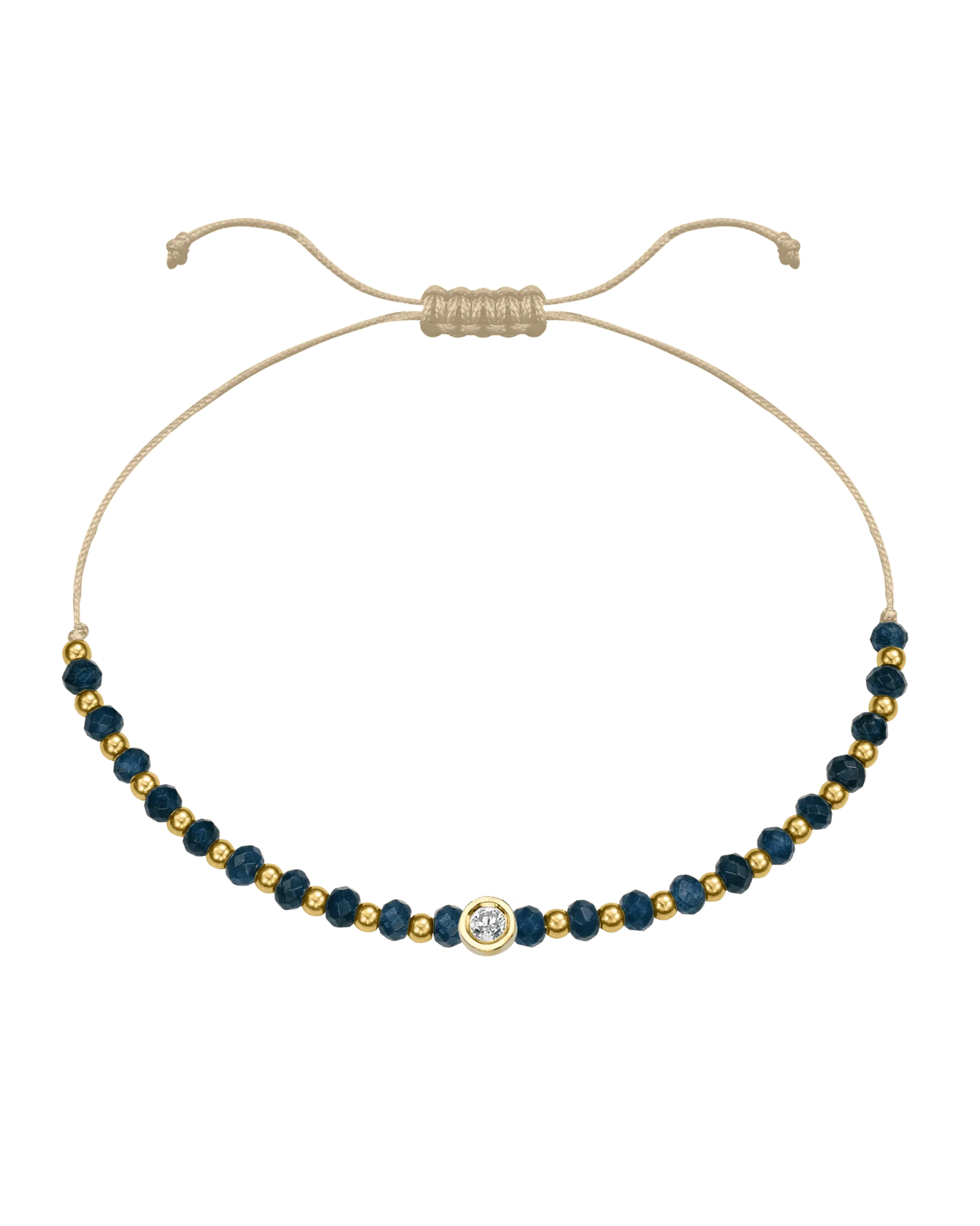 Lapis Gemstone String of Love Bracelet for Wisdom - 14K Yellow Gold