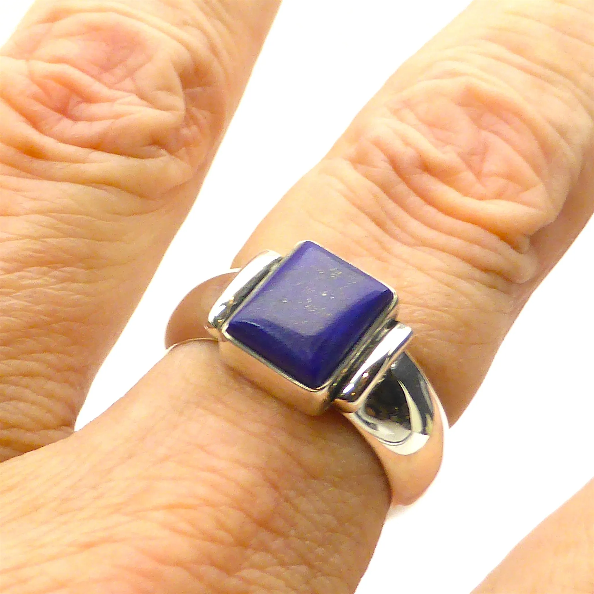 Lapis Lazuli Ring, Wide Band, 925 Sterling Silver