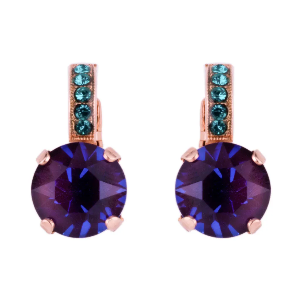 Large Embellished Leverback Earrings in "Violet" *Custom*