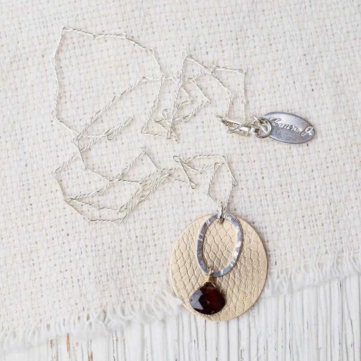 Layered Disk and Garnet Necklace