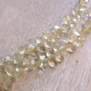 Lemon Quartz Faceted Pear Briolettes (Set of 5)