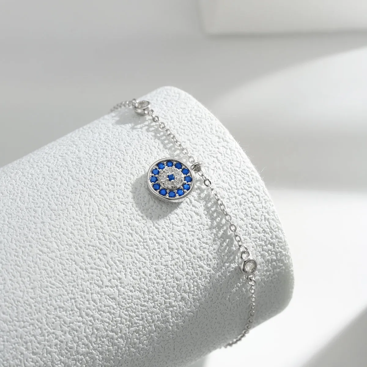 Lola Bezel CZ Floating Round Evil Eye Bracelet