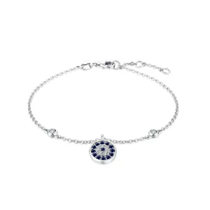 Lola Bezel CZ Floating Round Evil Eye Bracelet