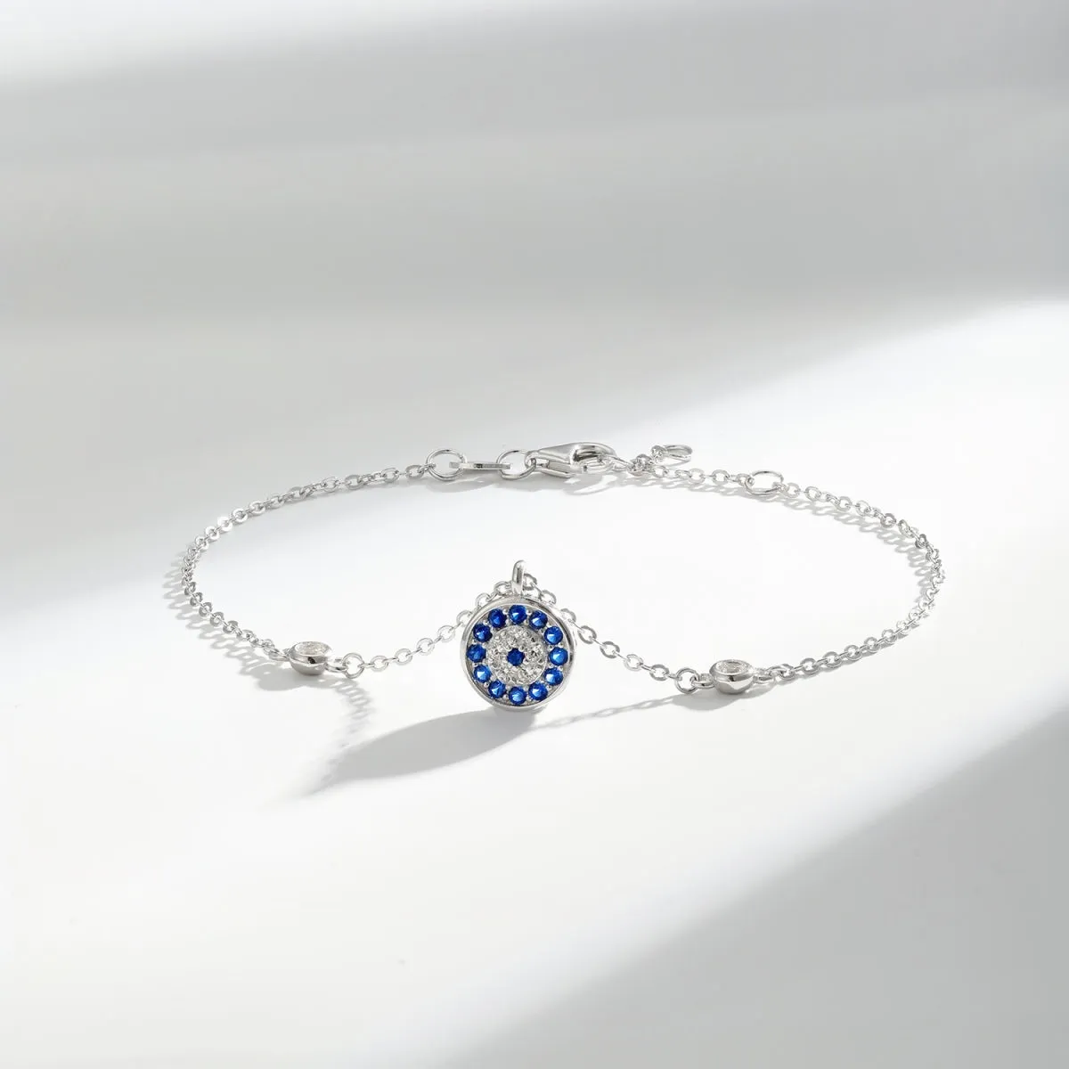 Lola Bezel CZ Floating Round Evil Eye Bracelet