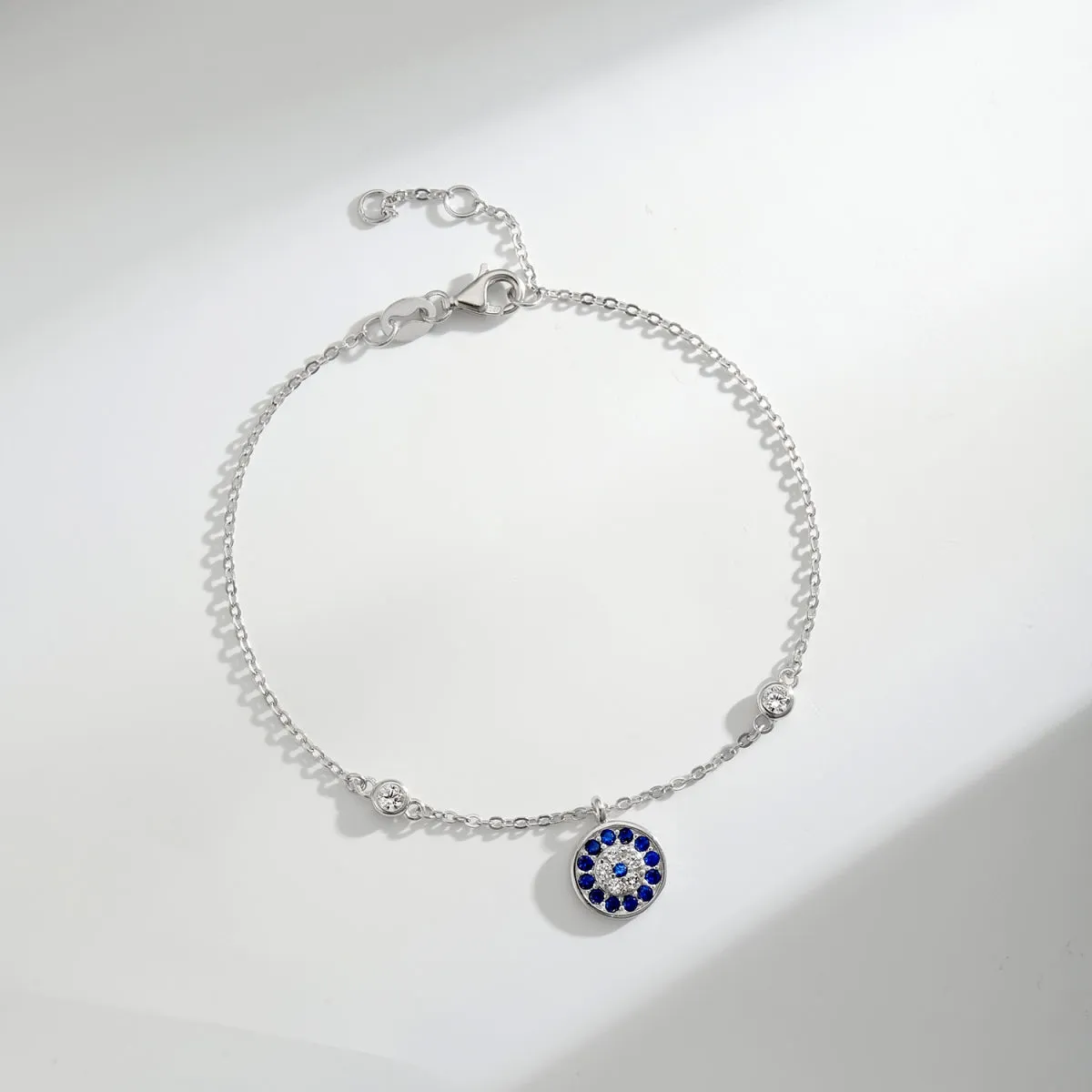 Lola Bezel CZ Floating Round Evil Eye Bracelet