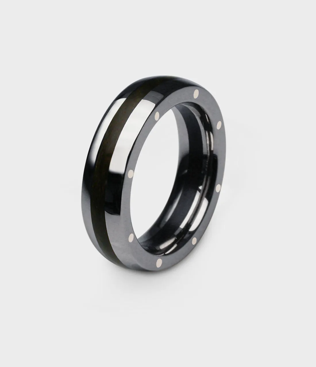 London Oak Geo Ellipse Slim Ring in Titanium, Size X