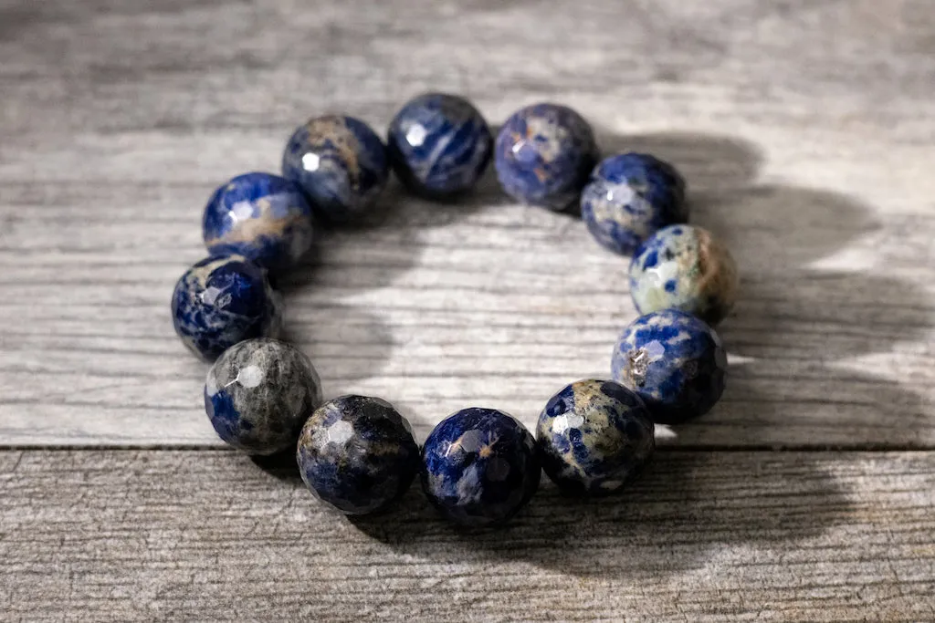 Luxury Faceted Sodalite Natural Gemstone Bracelet