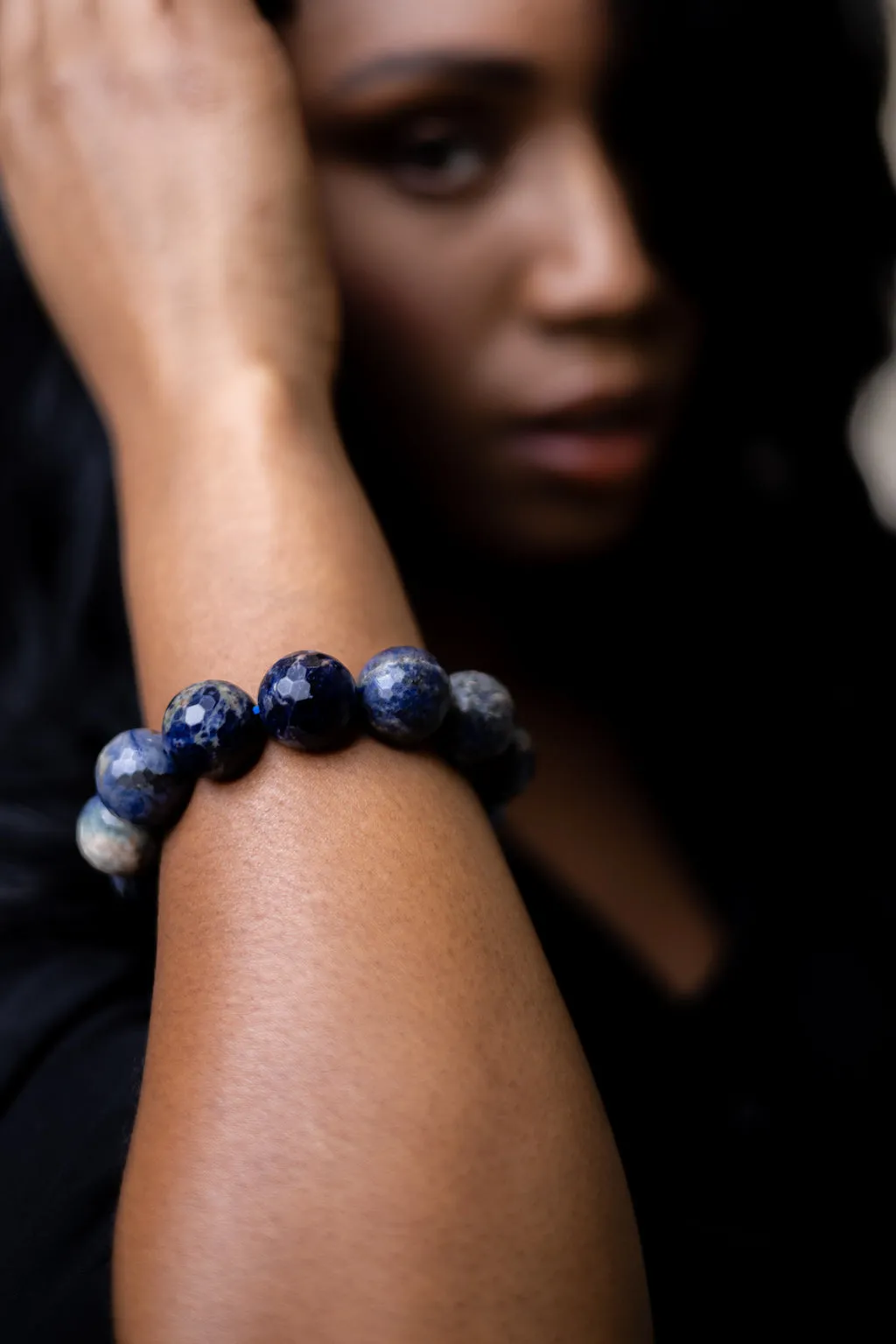 Luxury Faceted Sodalite Natural Gemstone Bracelet