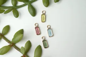 MODERN MOOD EMERALD CUT FACETED GEMSTONE BEZEL CHARM