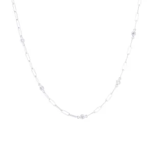 Modern Paperclip Station Diamond Necklace 1/2ct