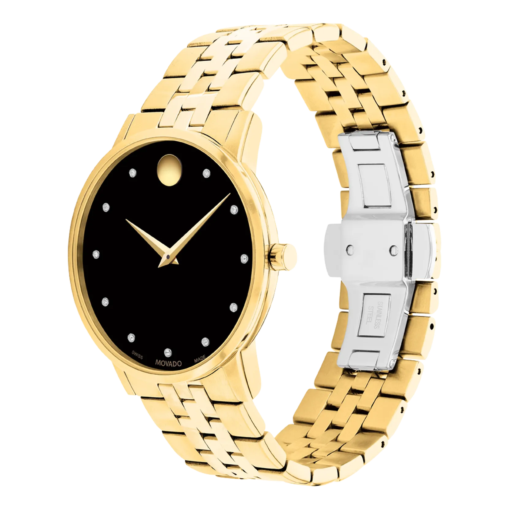 MOVADO Museum Classic Gold Tone Diamond Watch 0607625