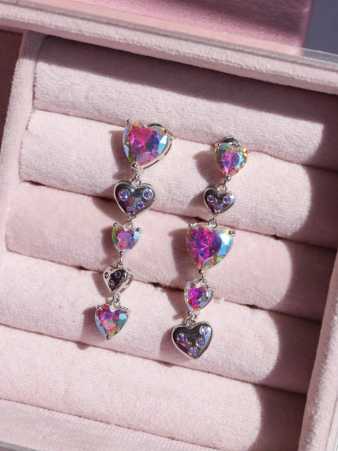 Multi Holographic Heart Earrings