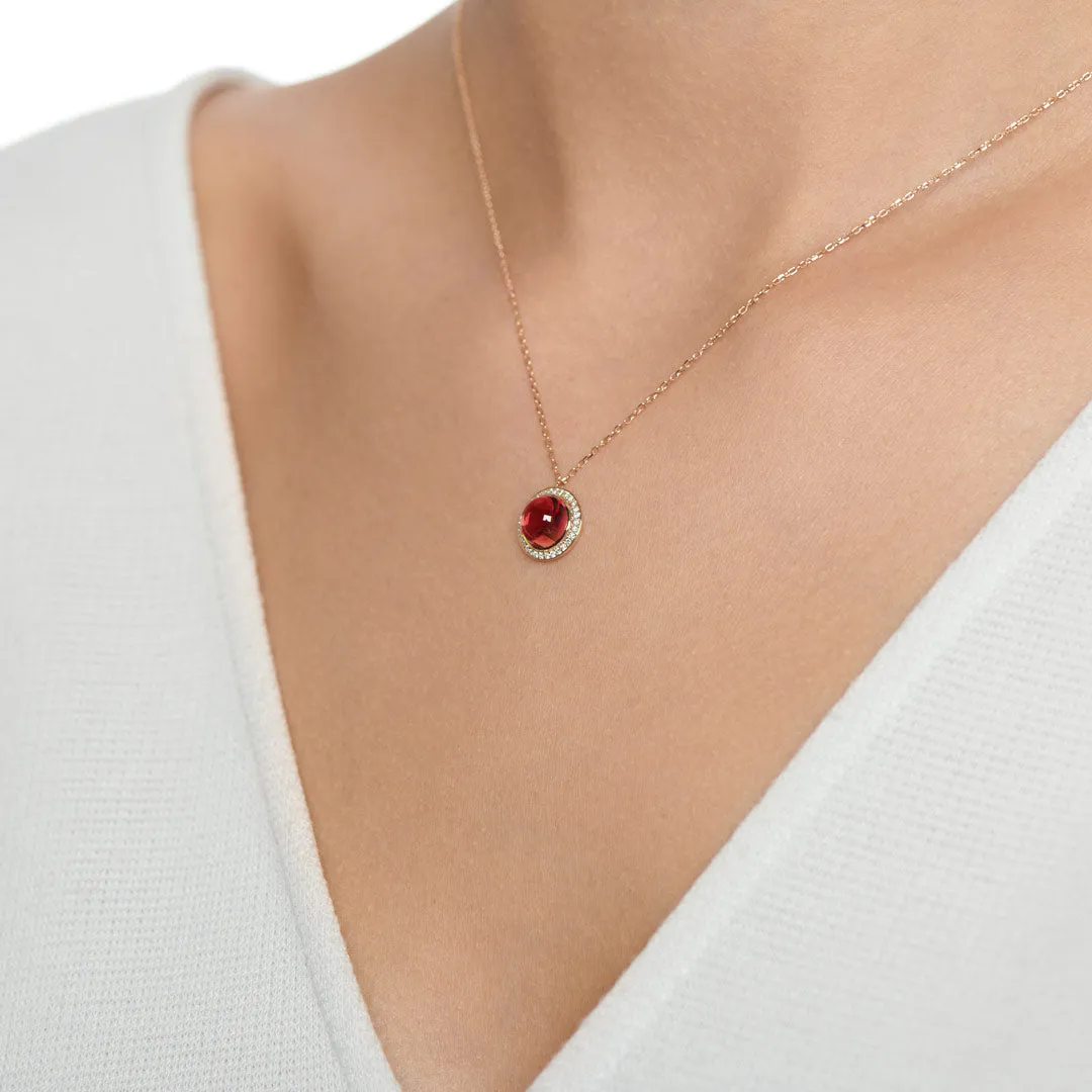 Noor Rose Gold Diamond Rhodolite Necklace