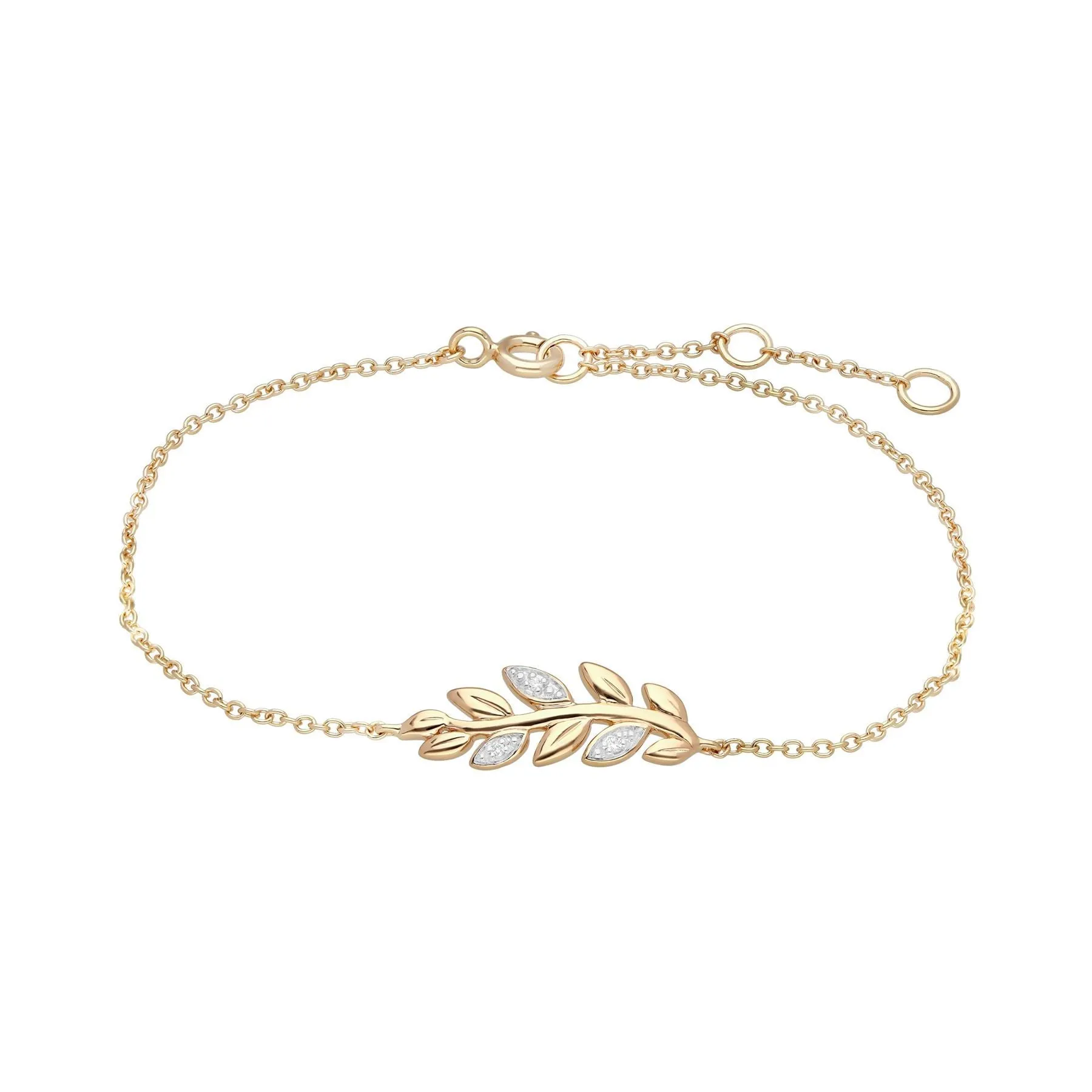 O Leaf Diamant Halskette & Armband Satz in 9ct Gelb Gold