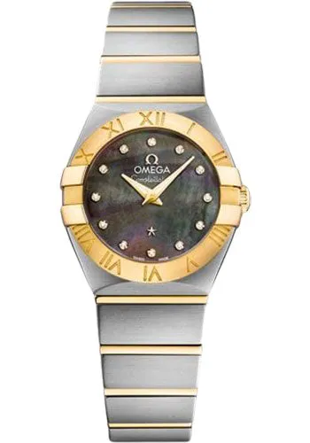 Omega Constellation Quartz Tahiti Watch - 24 mm Steel And Yellow Gold Case - Tahiti Mother-Of-Pearl Diamond Dial - 123.20.24.60.57.006