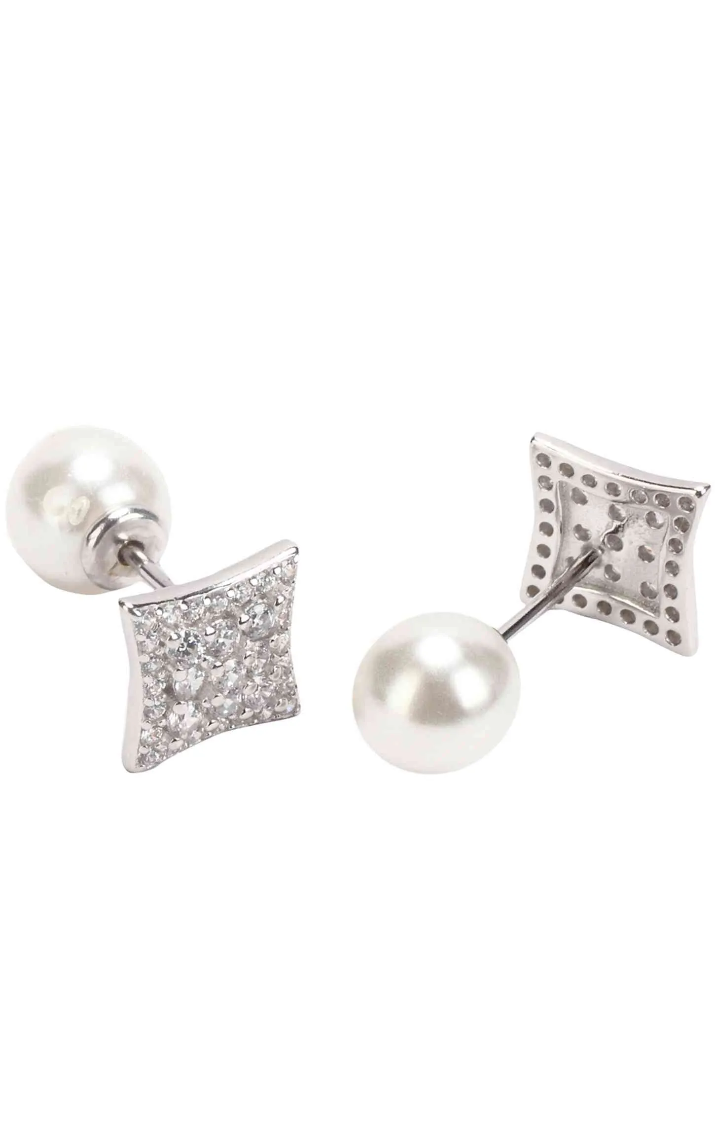 Pearl - Stud Enclosed Earring Silver