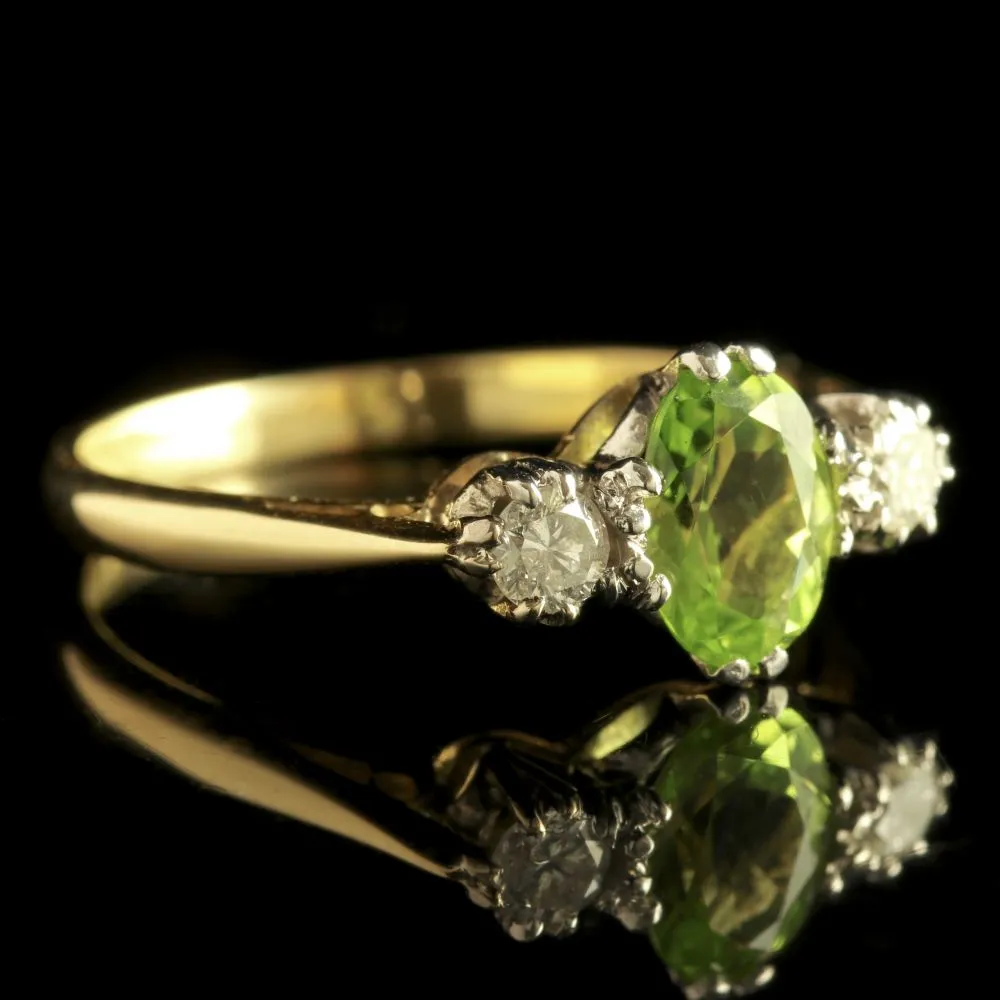 Peridot Diamond Trilogy Engagement Ring Dated London 1971