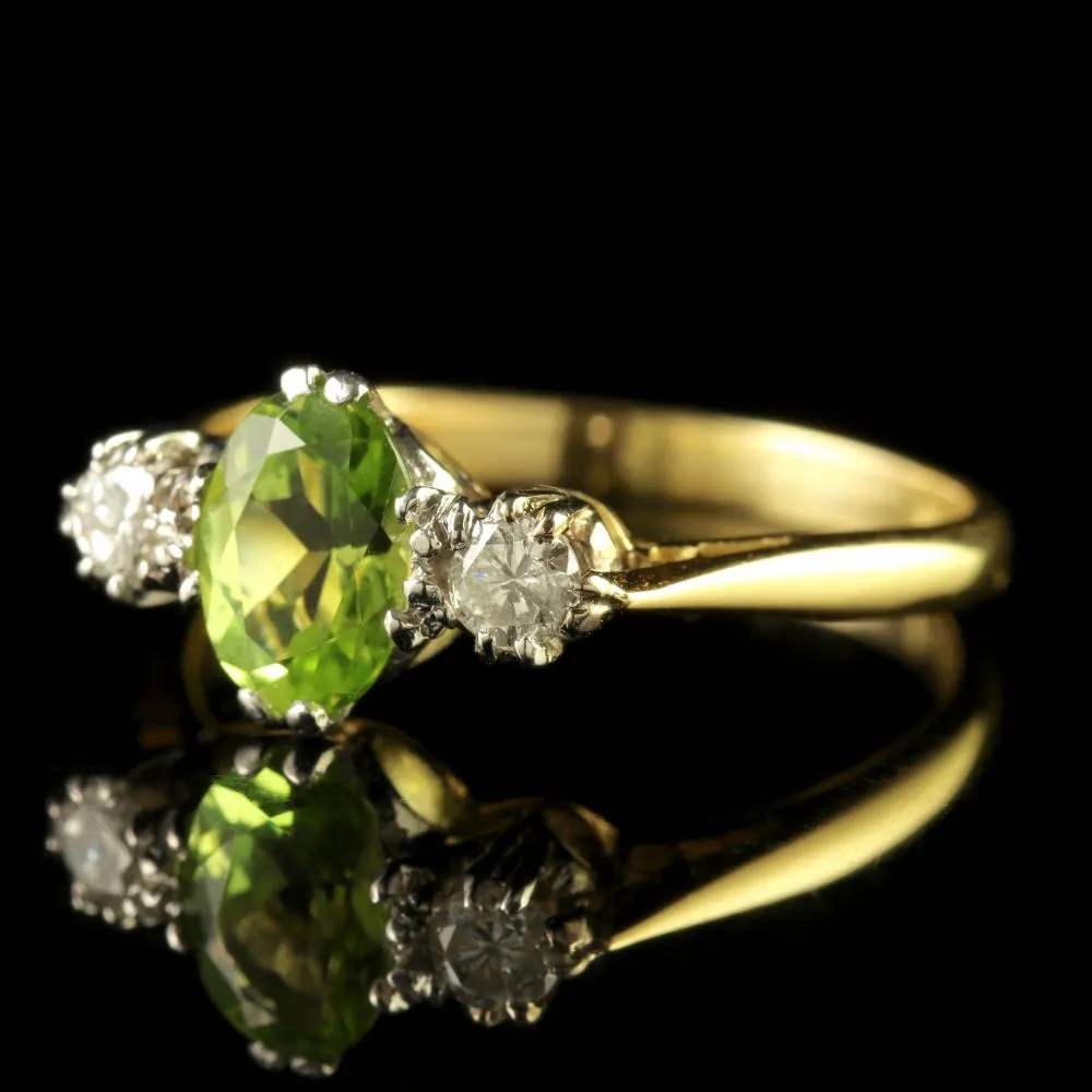 Peridot Diamond Trilogy Engagement Ring Dated London 1971